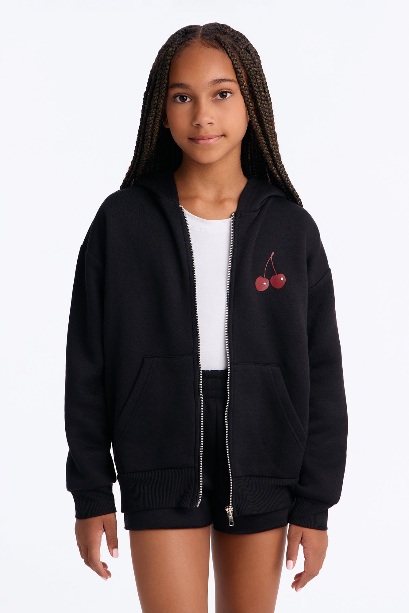 Mini Cherry Taste Fleece Short Set - Black