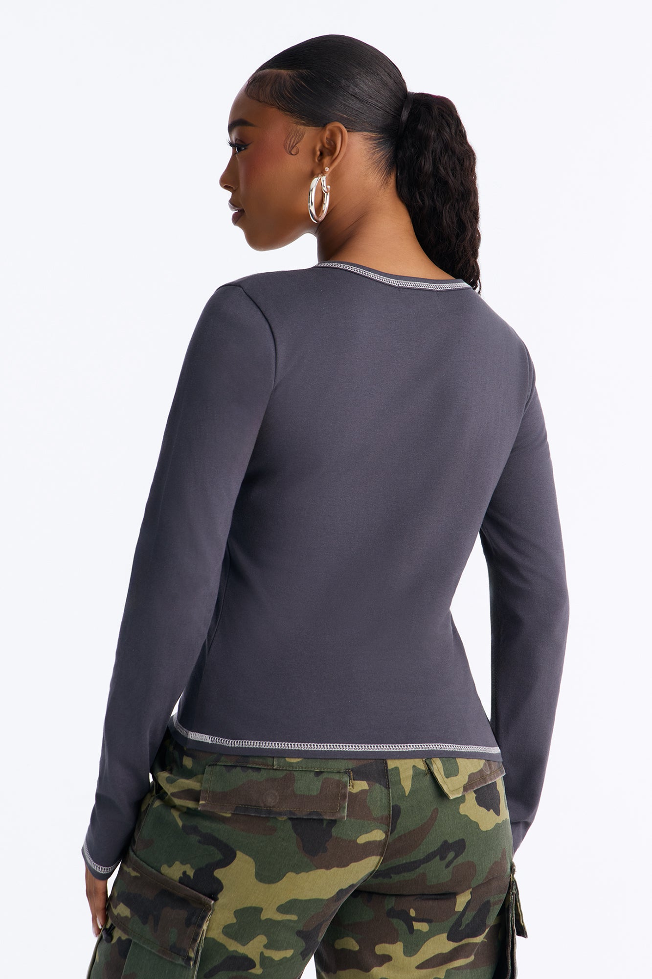Brooklyn 97 Long Sleeve Henley - Charcoal