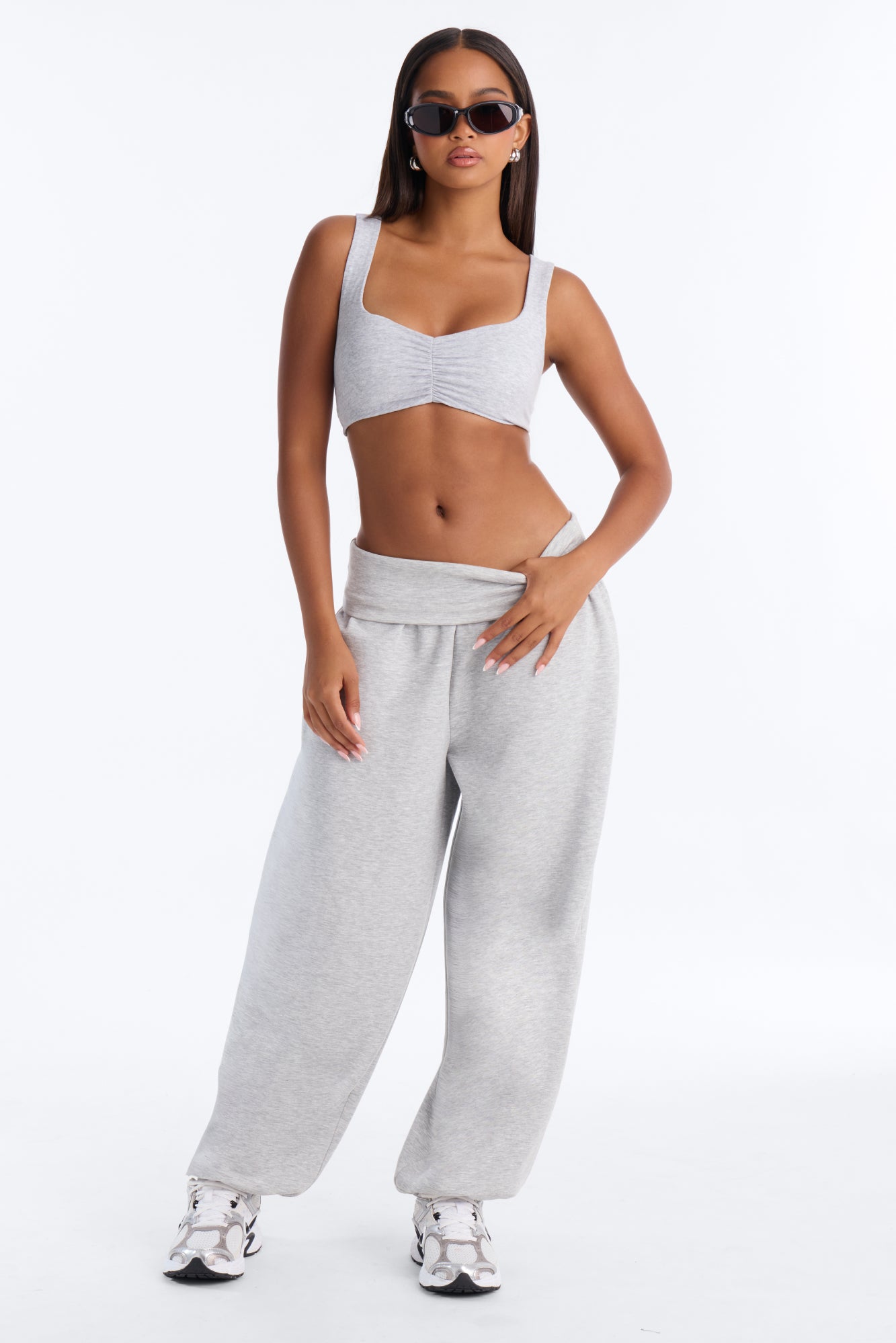Cora Foldover Waist Jogger Pant - Heather Grey