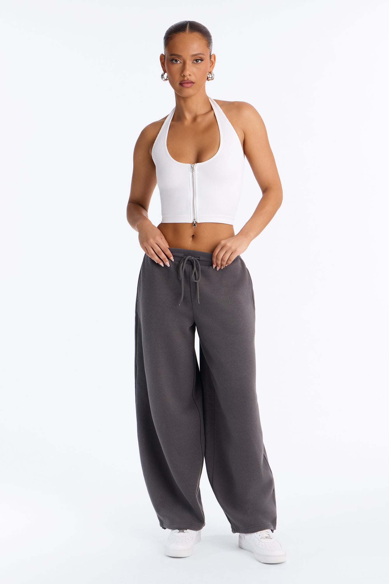 Relax Super Wide Leg Fleece Bungee Pant - Charcoal