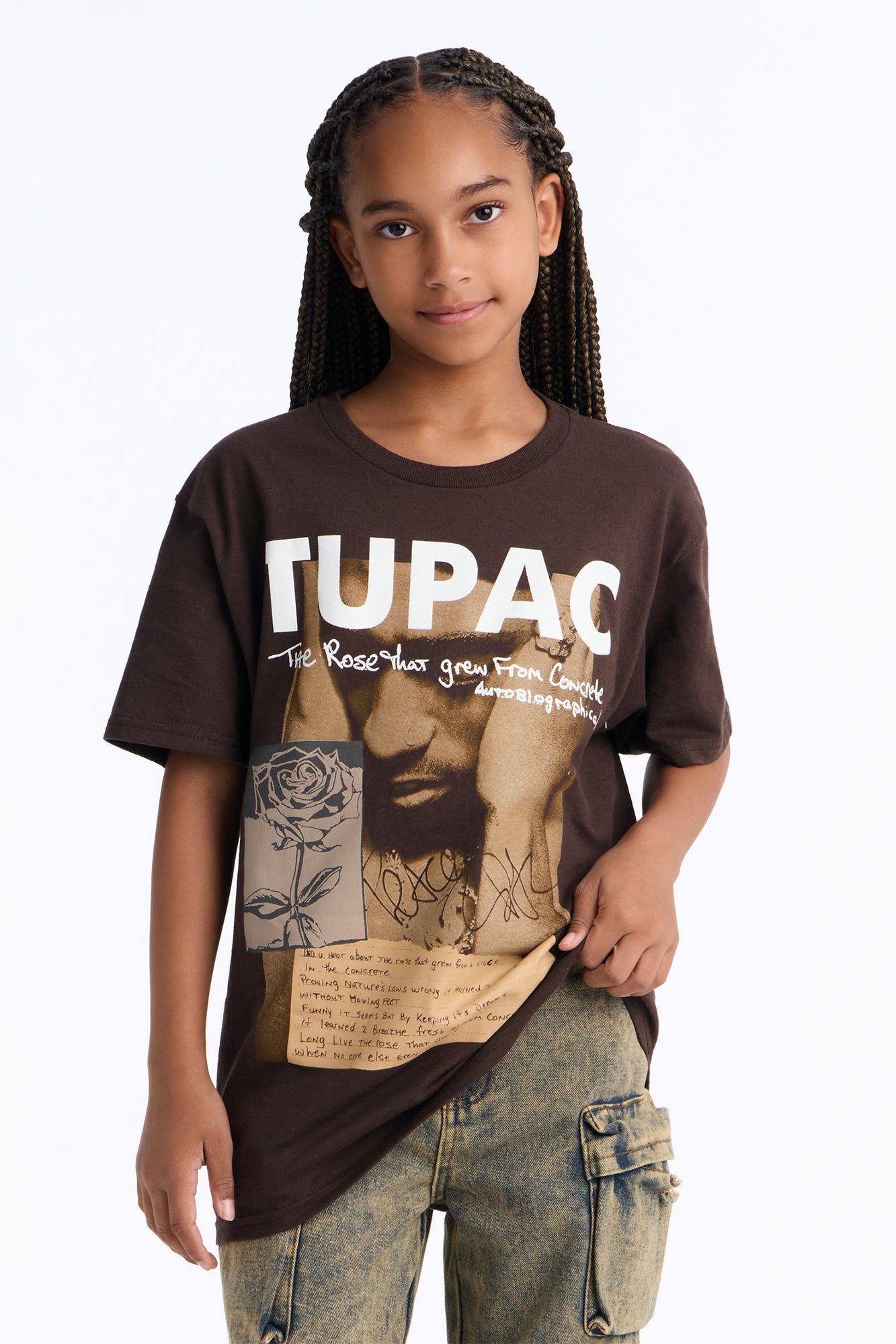 Mini Tupac Rose Tee - Brown