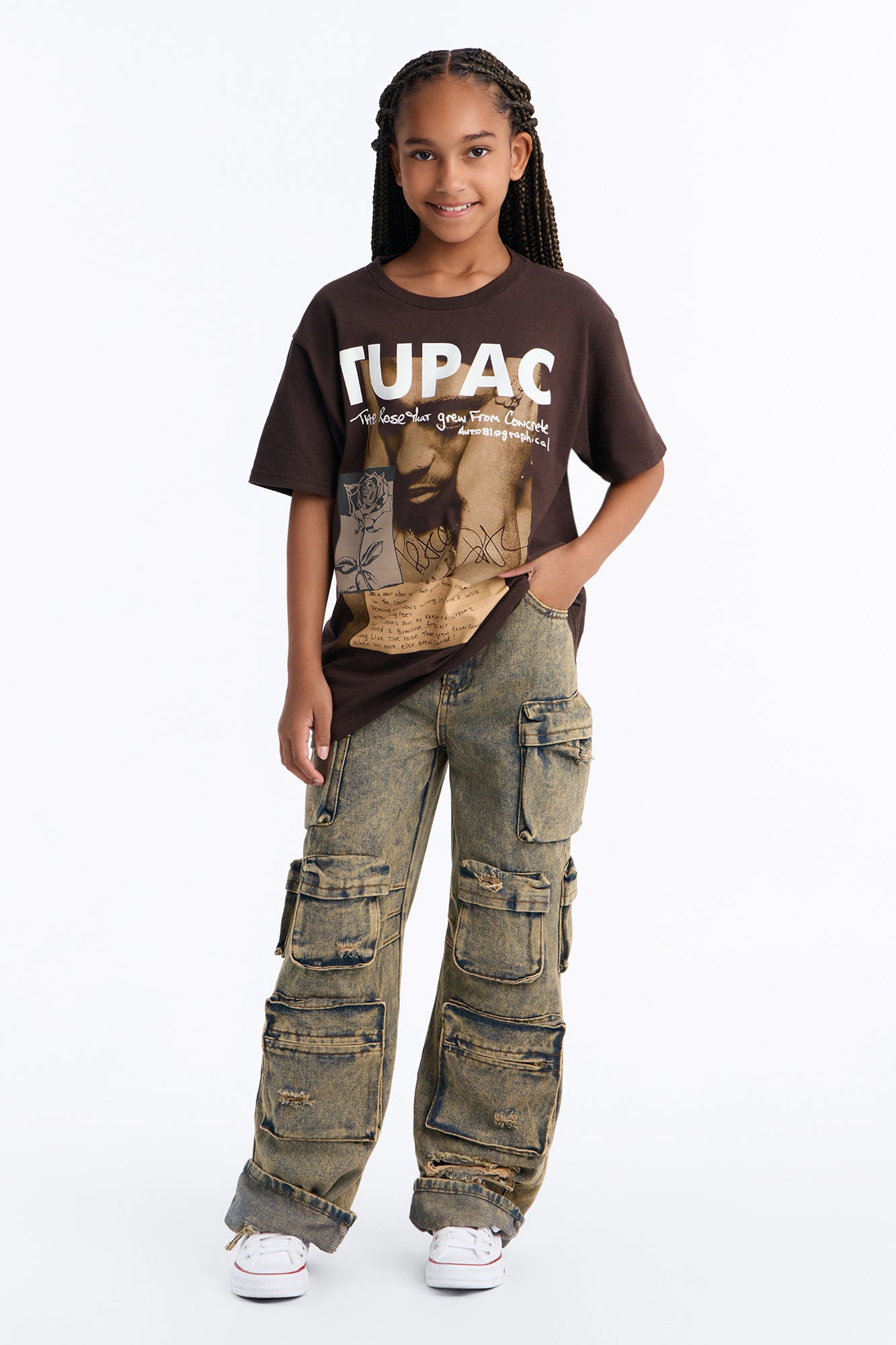 Mini Tupac Rose Tee - Brown