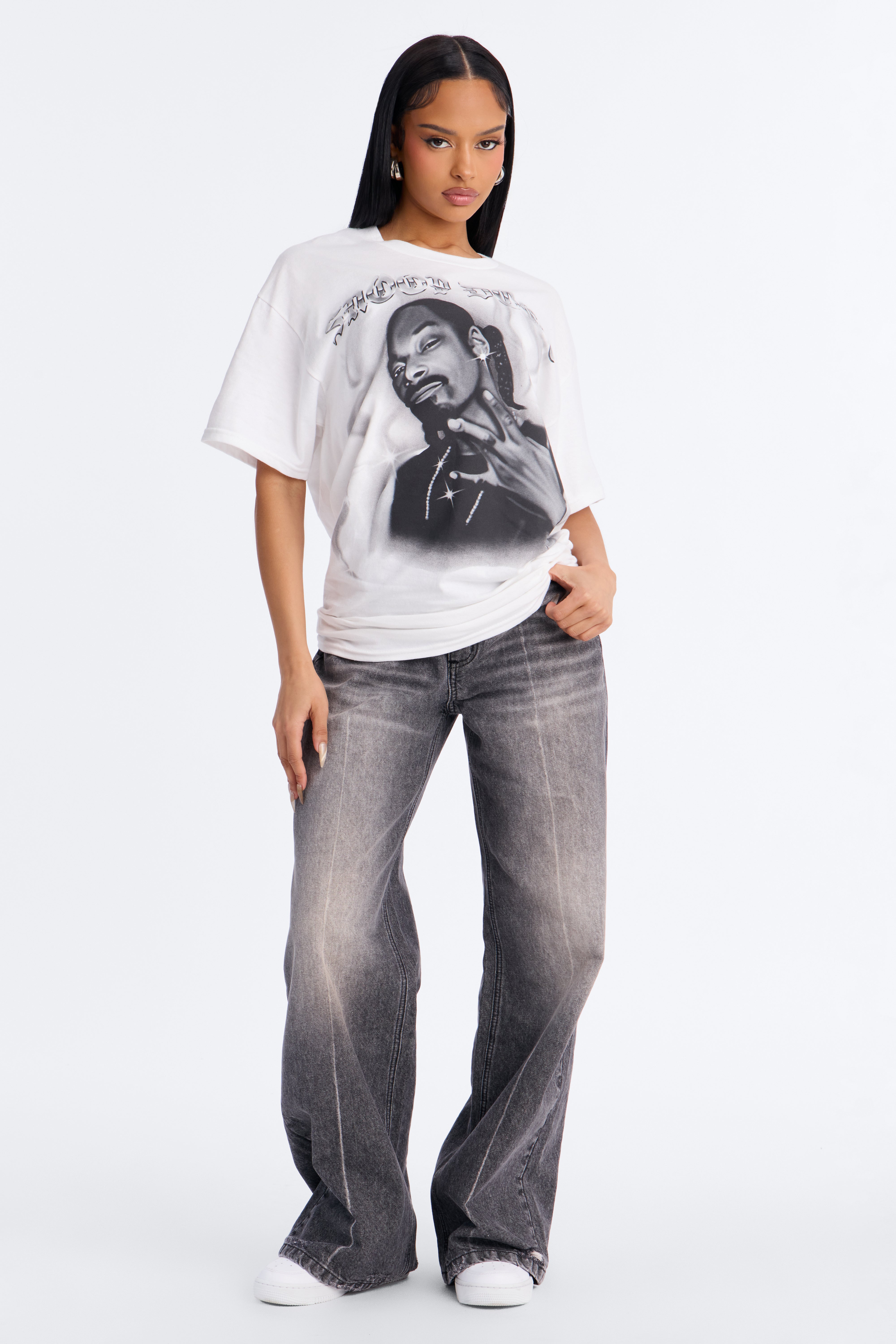 Snoop Dogg Airbrushed Oversized Tee - White