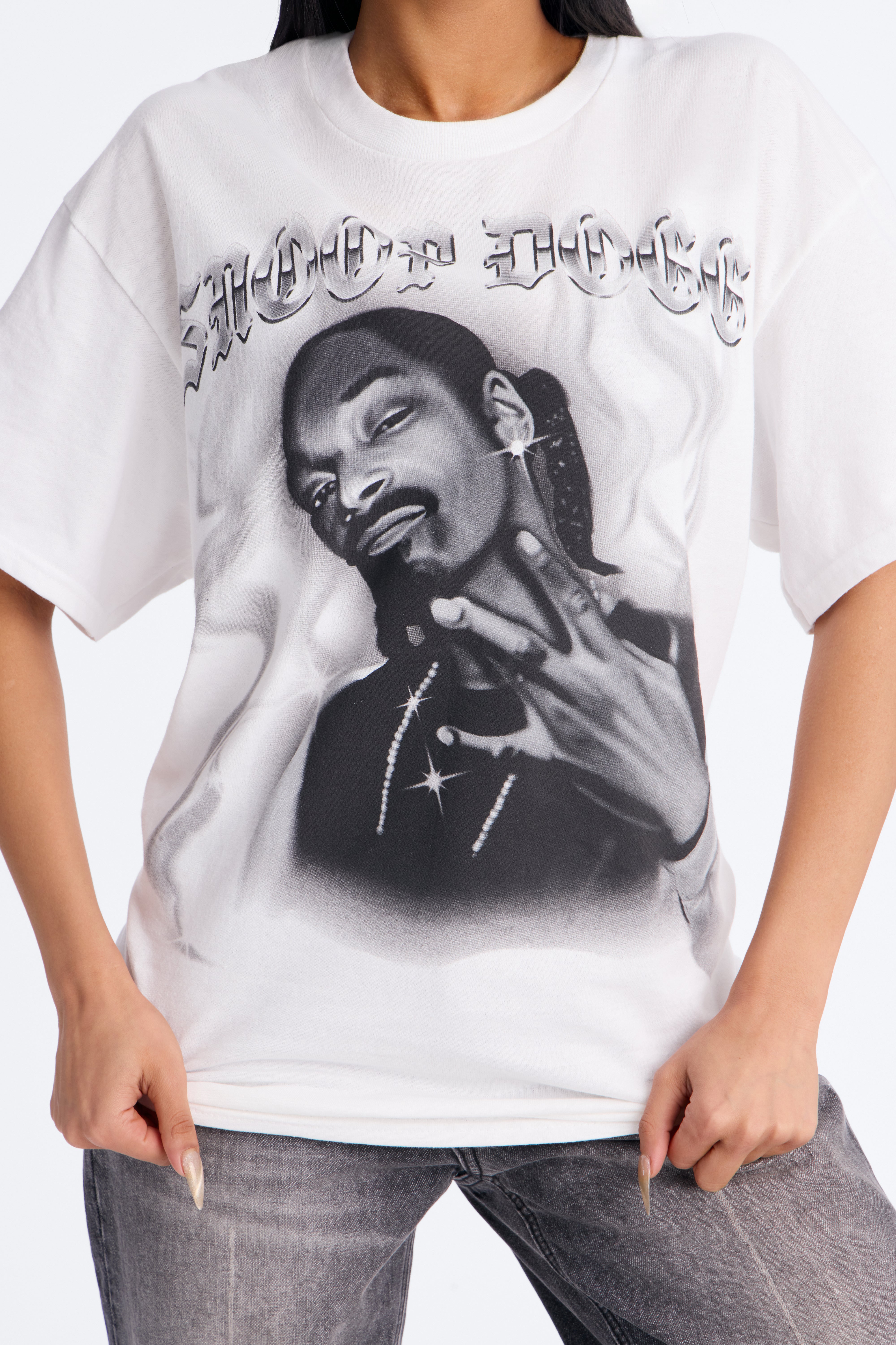Snoop Dogg Airbrushed Oversized Tee - White