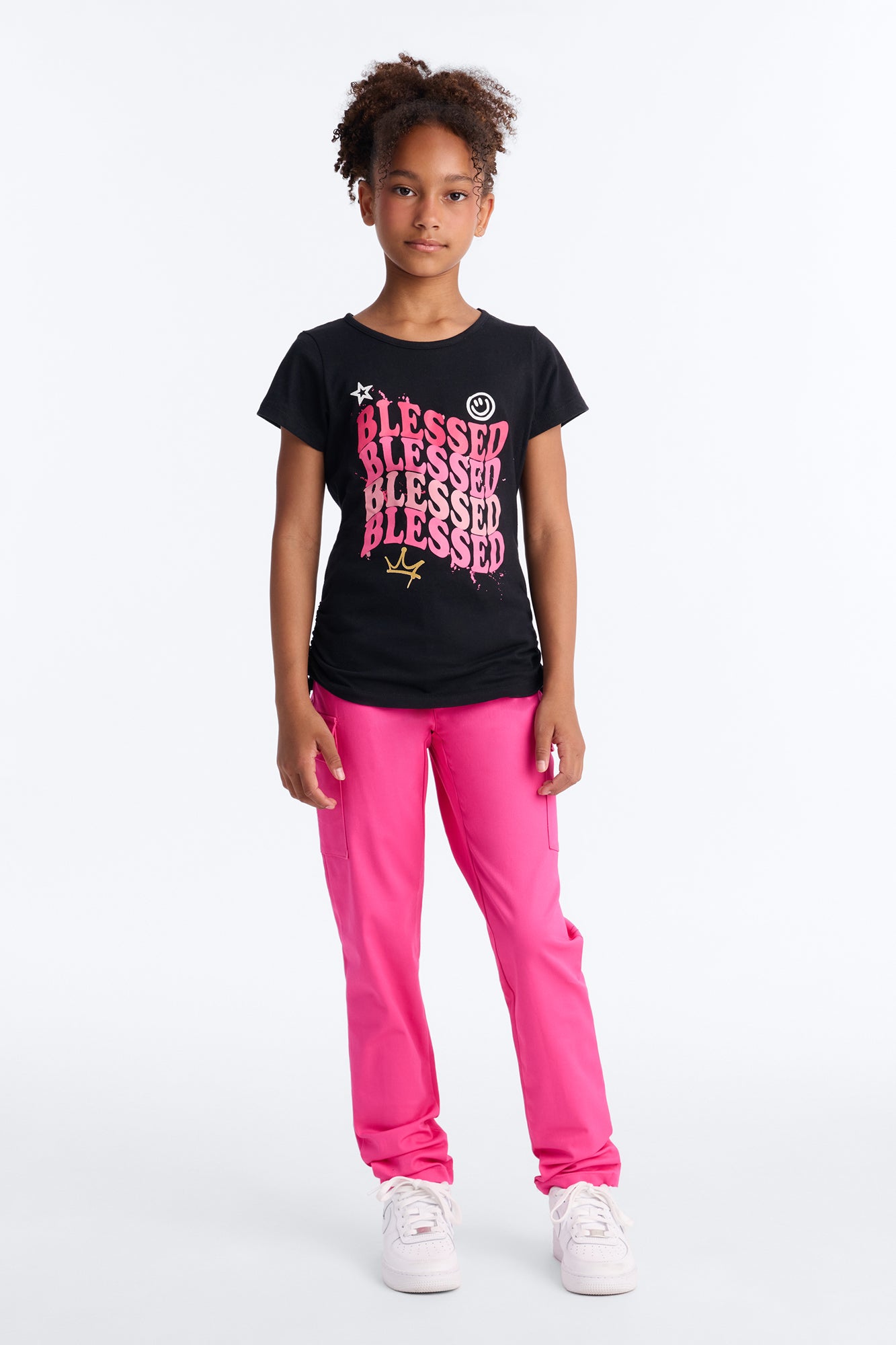 Mini Beyond Blessed Pant Set - Black/Pink