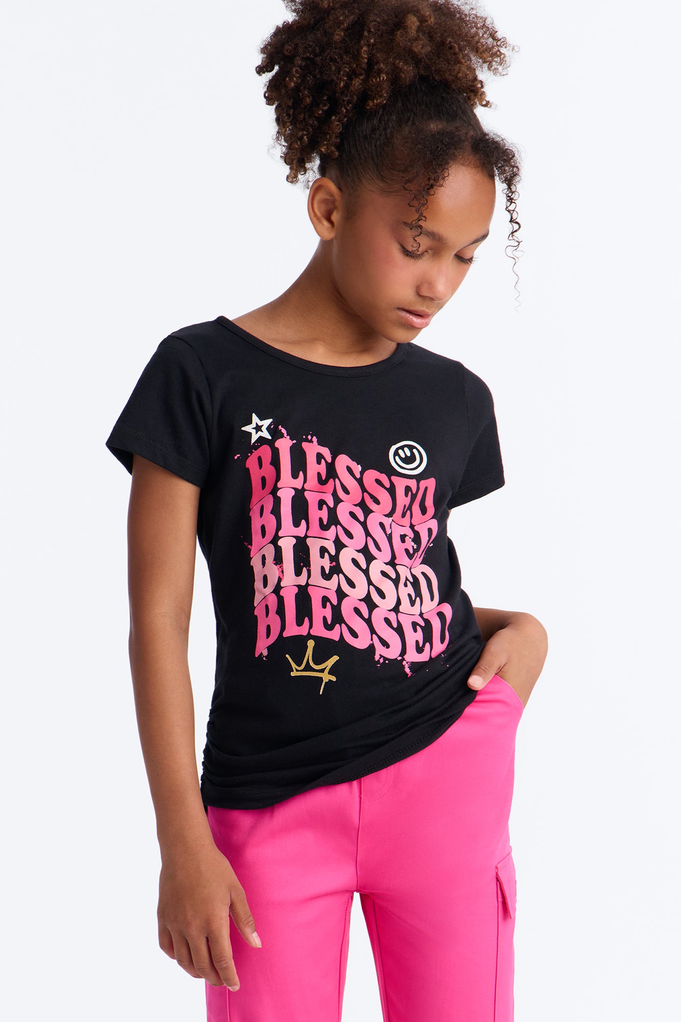 Mini Beyond Blessed Pant Set - Black/Pink