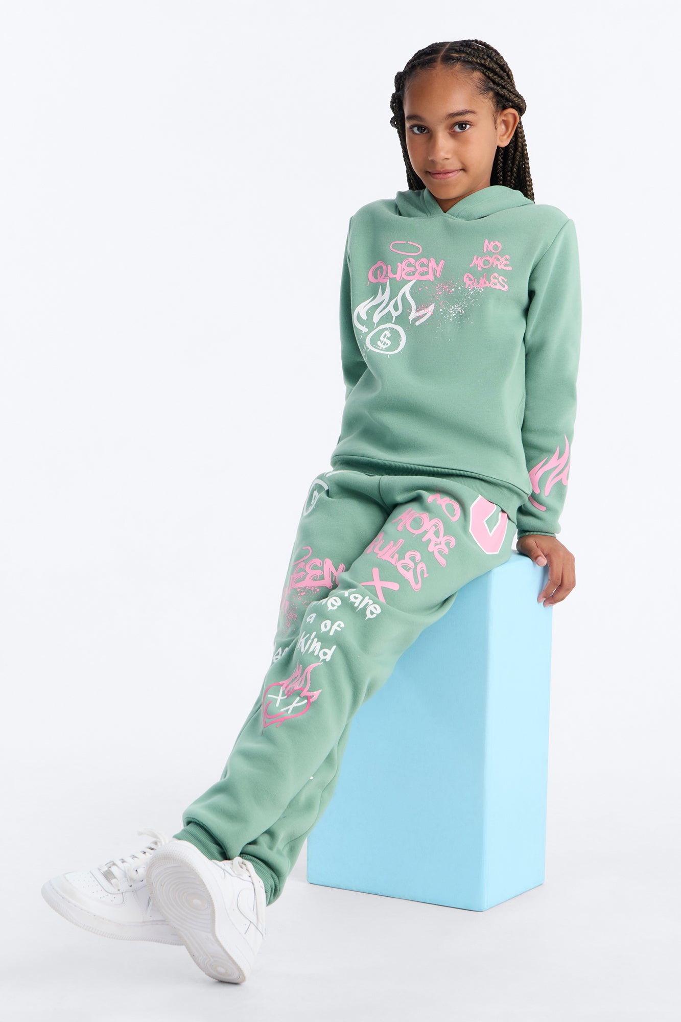 Mini No More Rules Jogger Pant Set - Green
