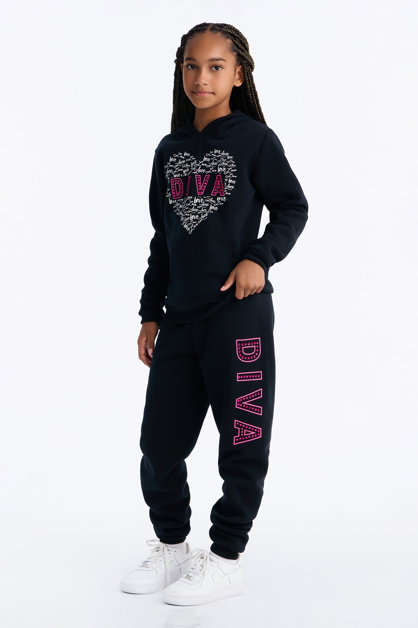 Mini Diva Jogger Pant Set - Black