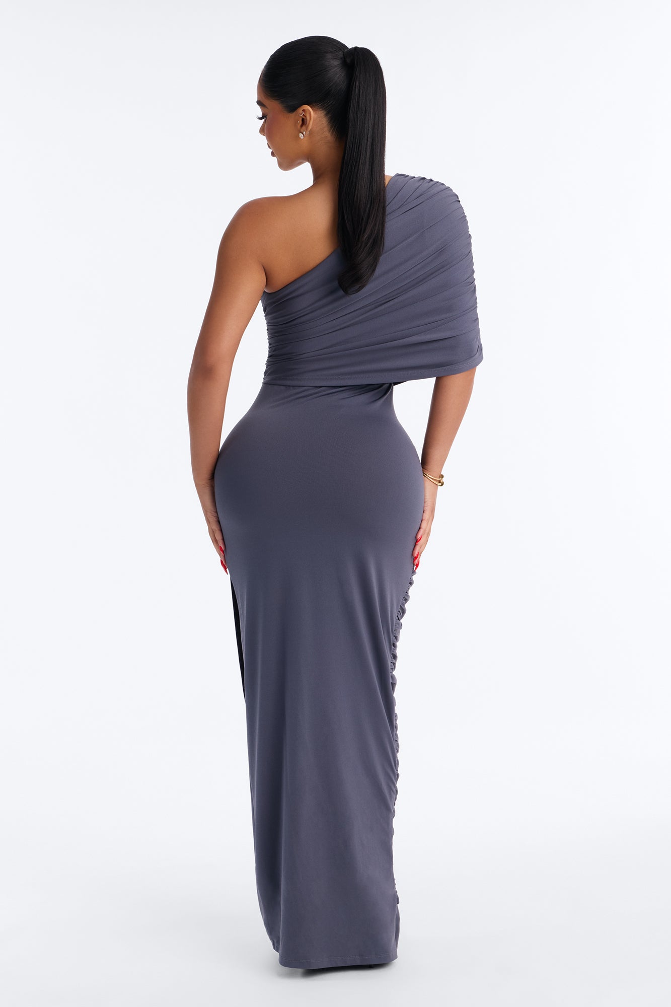Dark Romance Draped Maxi Dress - Charcoal
