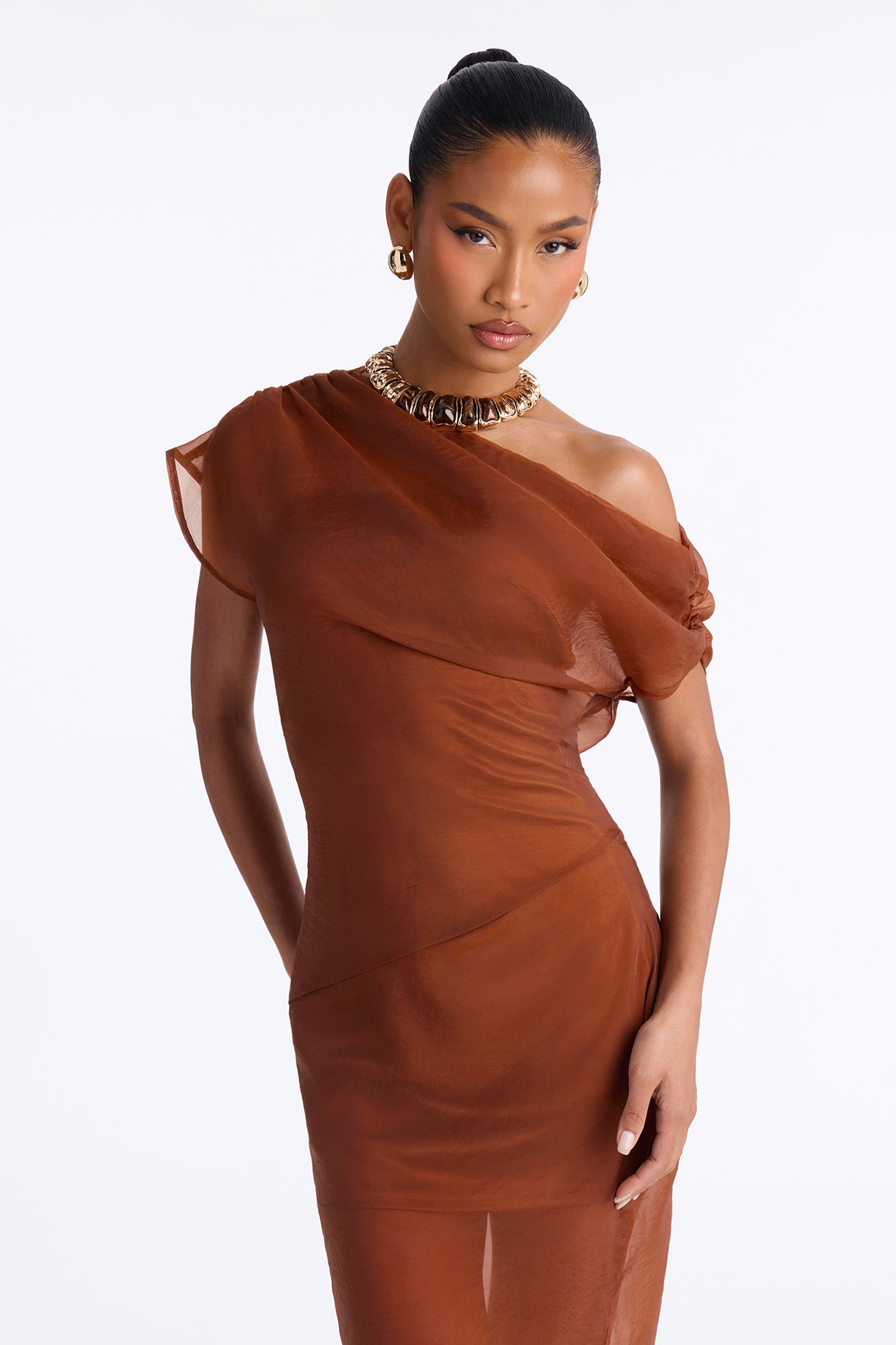 Subtle Statement Taffeta Maxi Dress - Copper