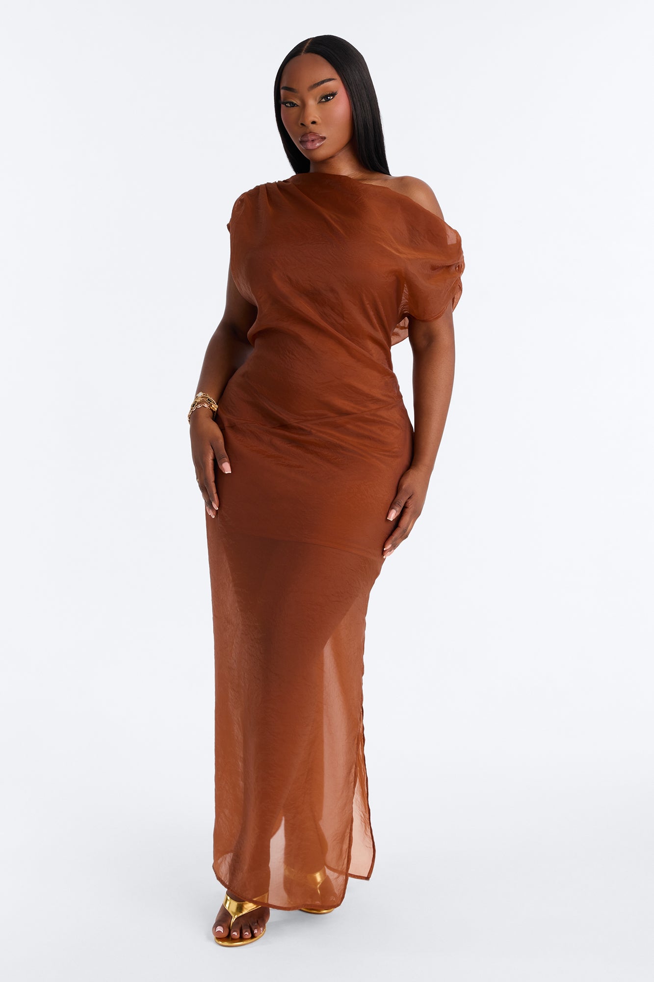 Subtle Statement Taffeta Maxi Dress - Copper