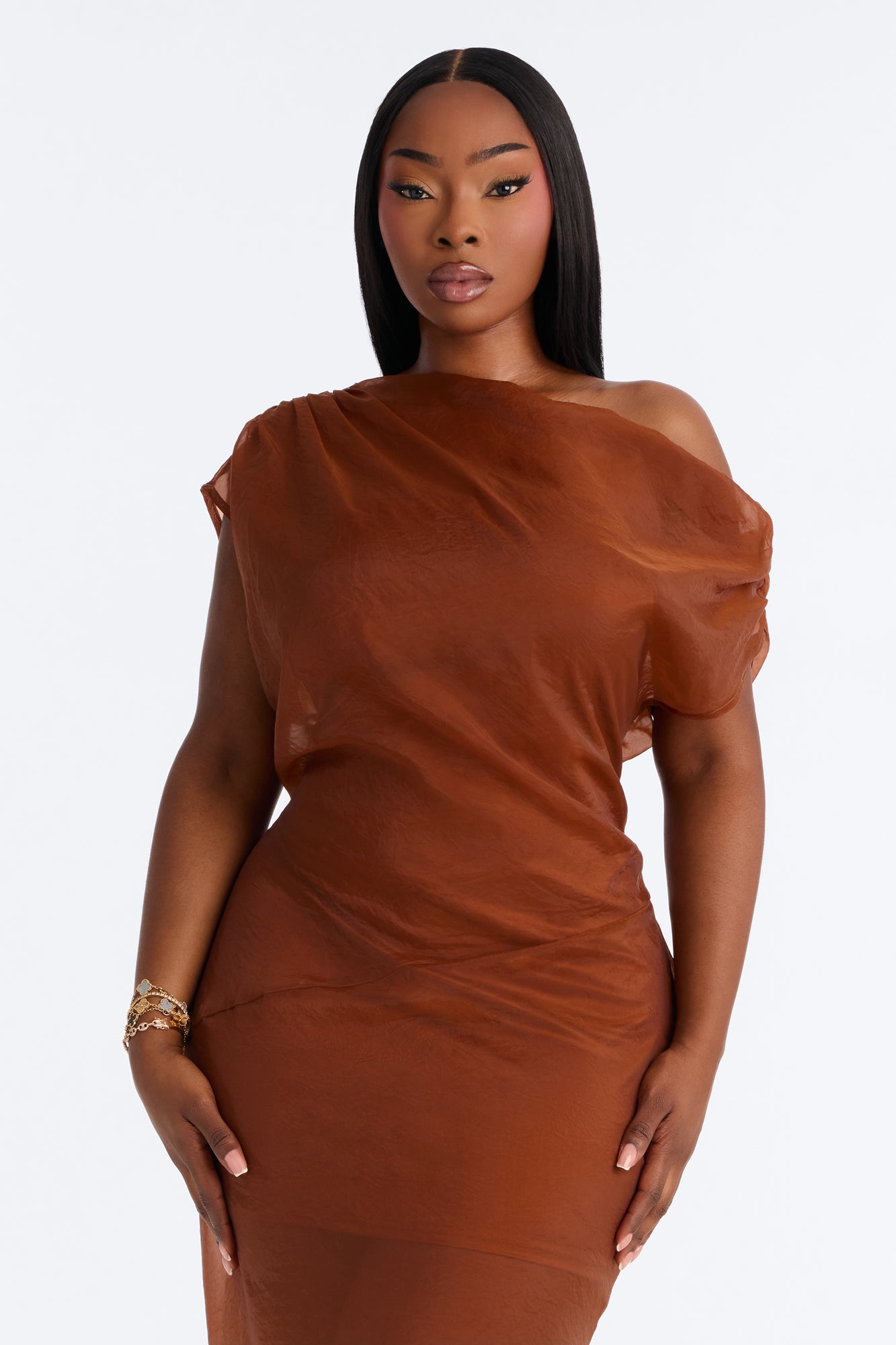 Subtle Statement Taffeta Maxi Dress - Copper