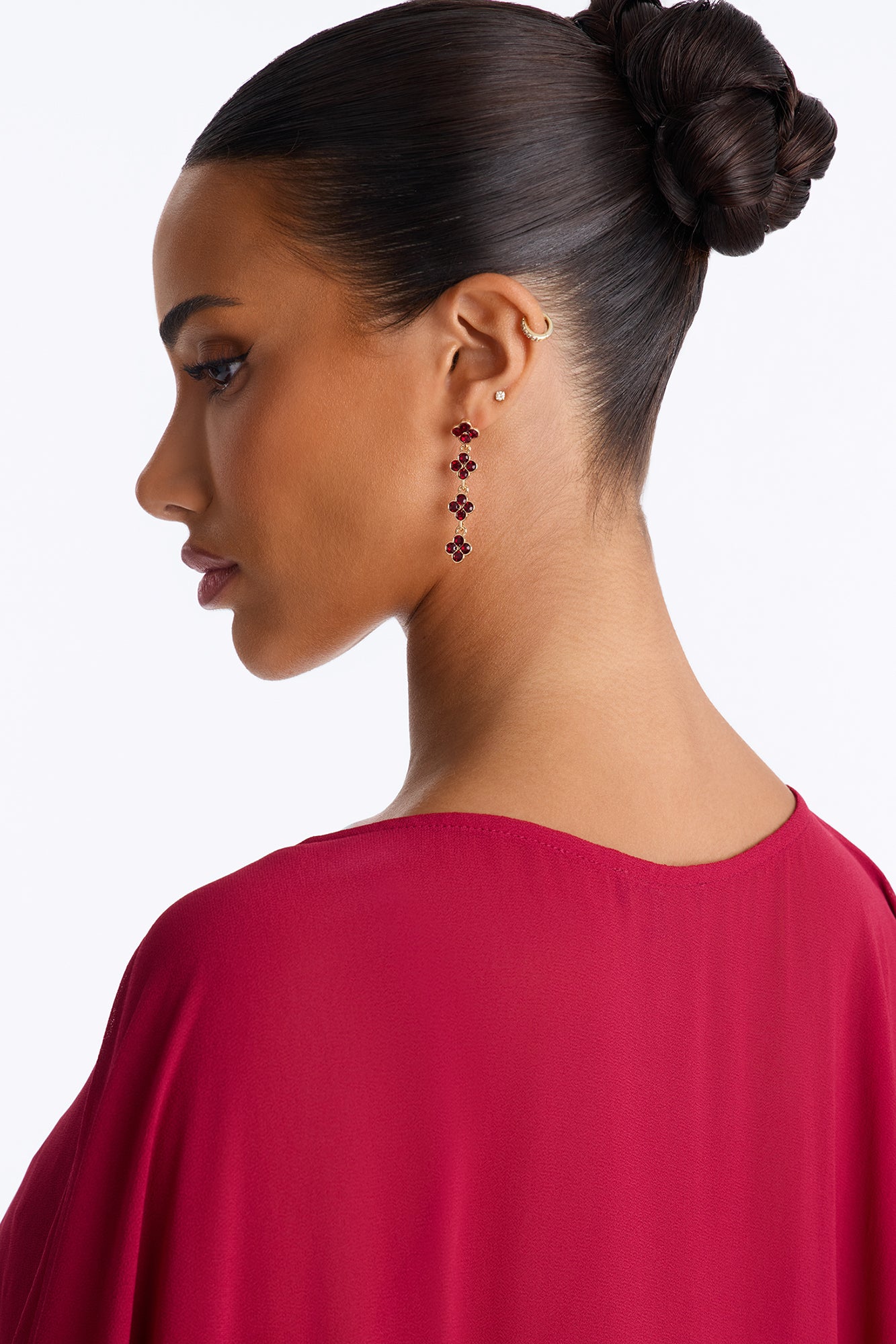 Mixed Emotions Linear Earrings - Gold/Red