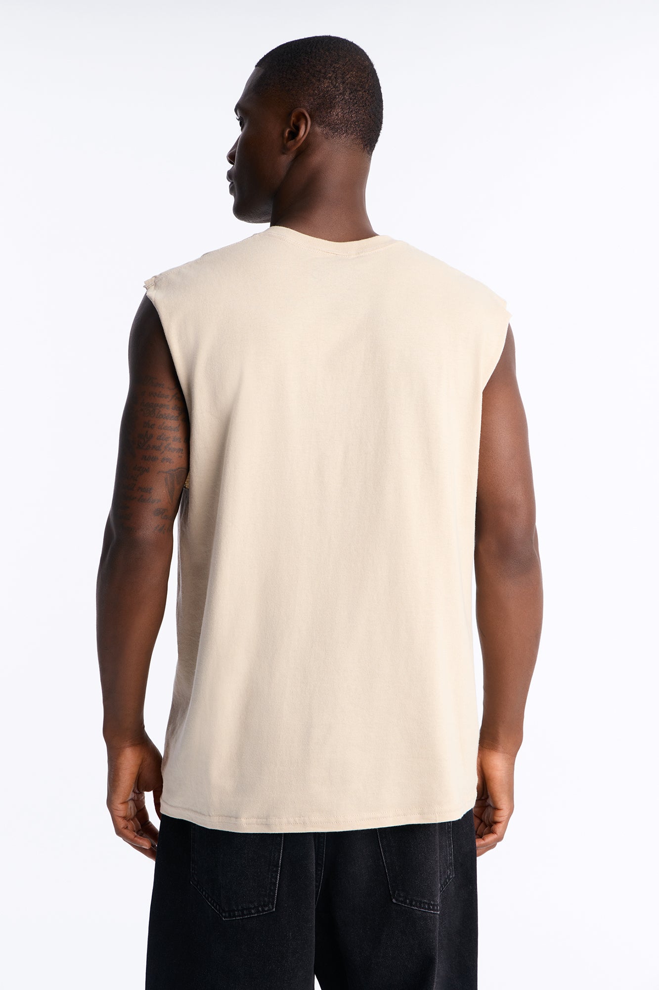 Post Malone Cowboy Hat Oversized Muscle Tee - Sand