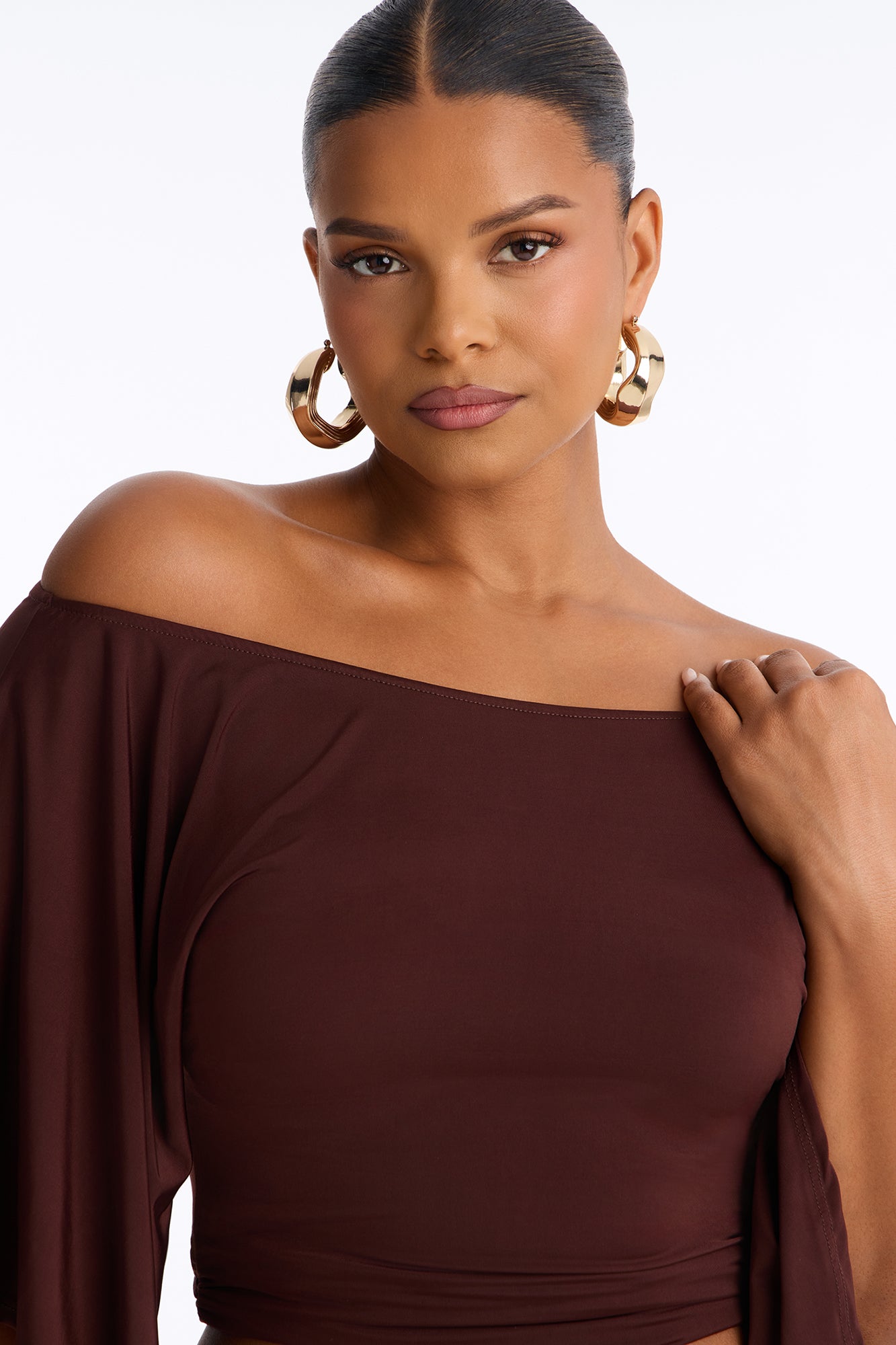 Cierra Cinched Waist Short Sleeve Top - Chocolate
