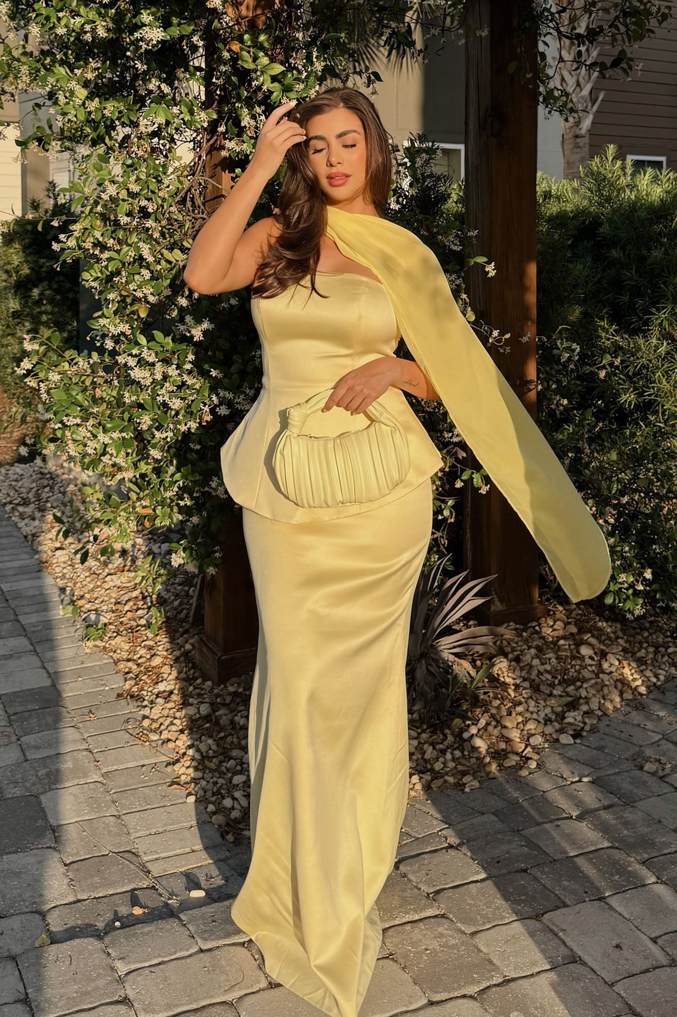 Kenny Satin Gown - Butter Yellow