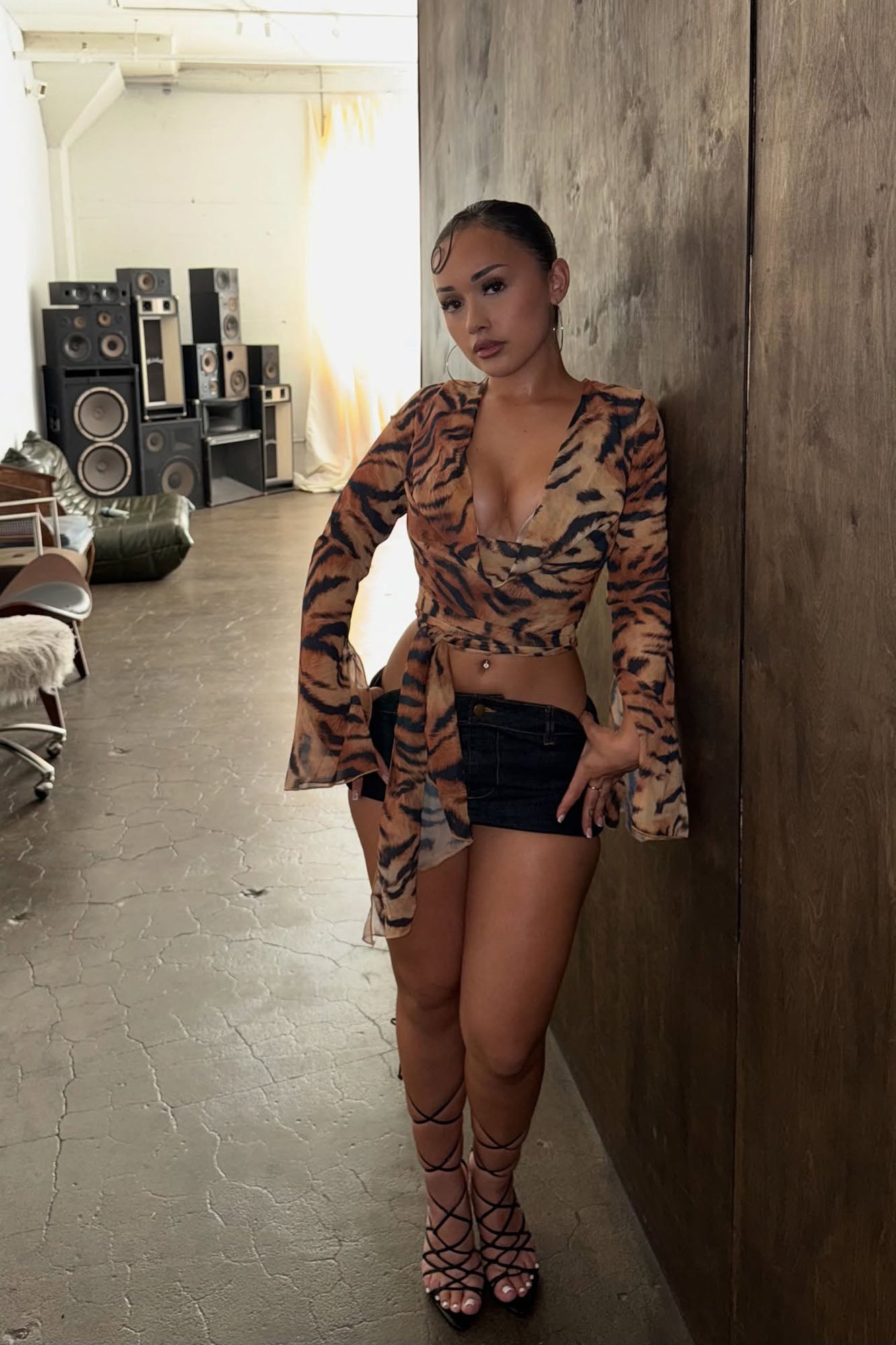 Maya Animal Print Blouse Top - Brown/combo