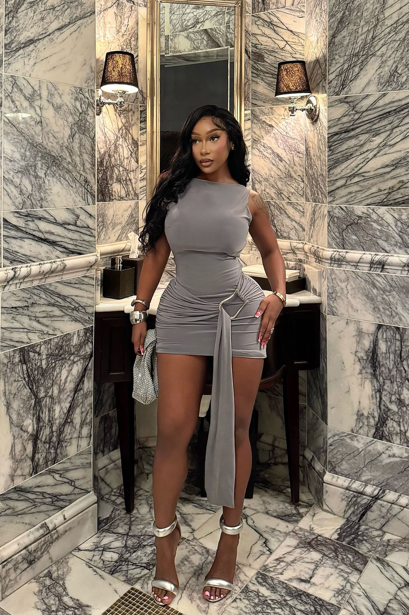 Taylor Backless Mini Dress - Charcoal