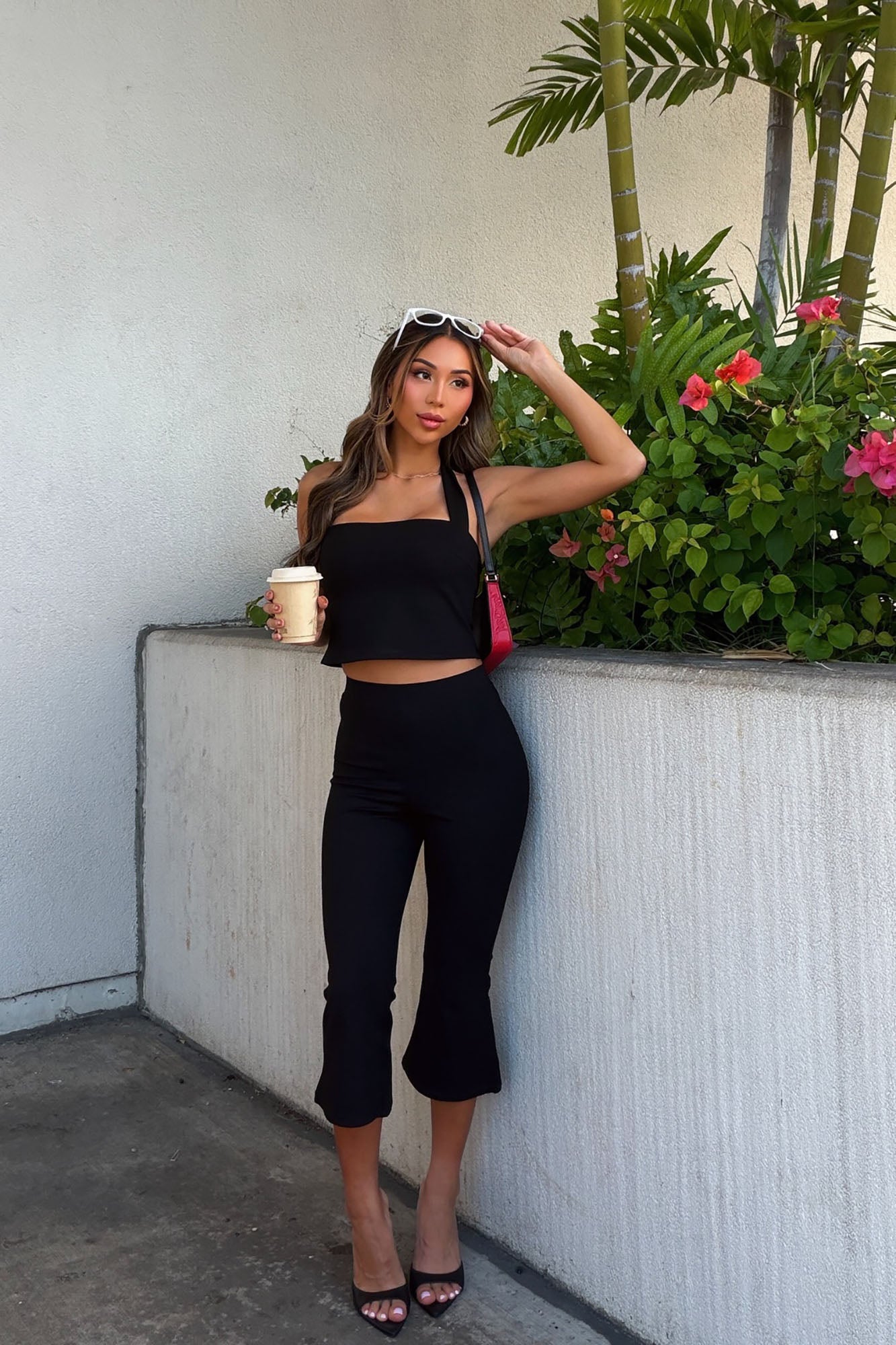 Polly Halter Capri Set - Black