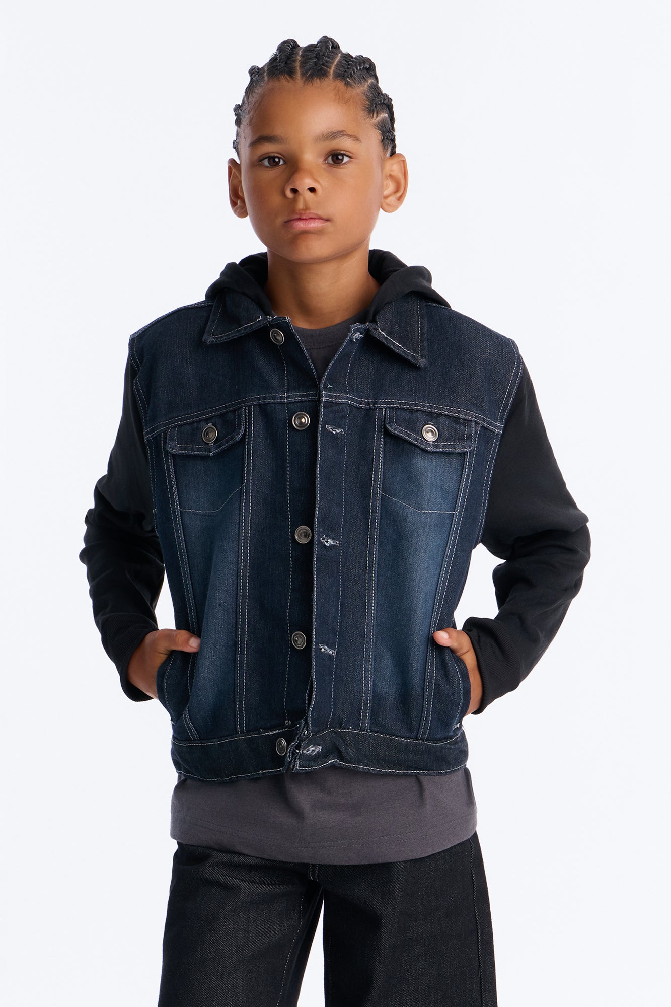 Mini Know For Sure Denim And Fleece Jacket - Black Wash