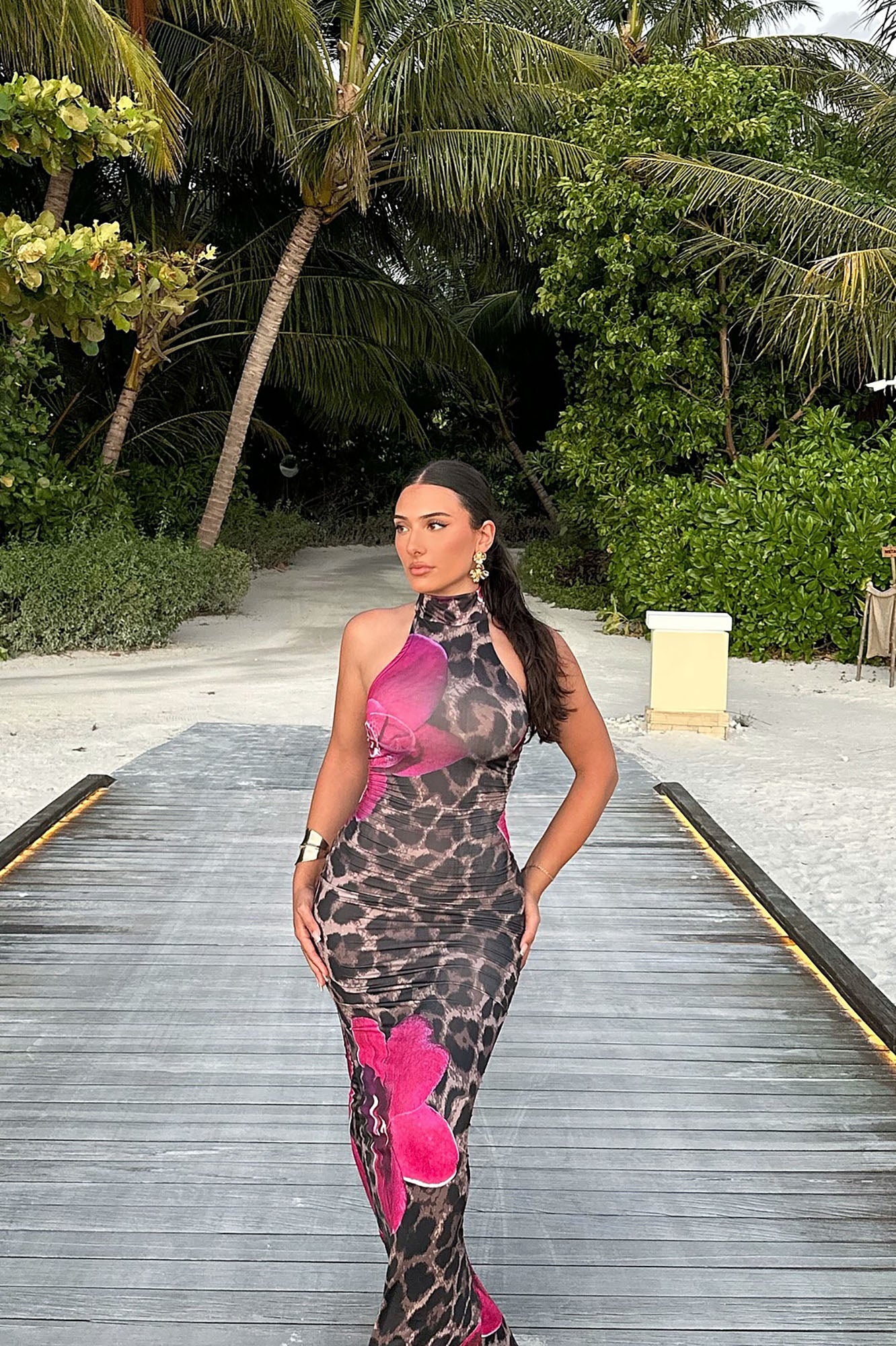 Alix Floral Leopard Maxi Dress - Leopard