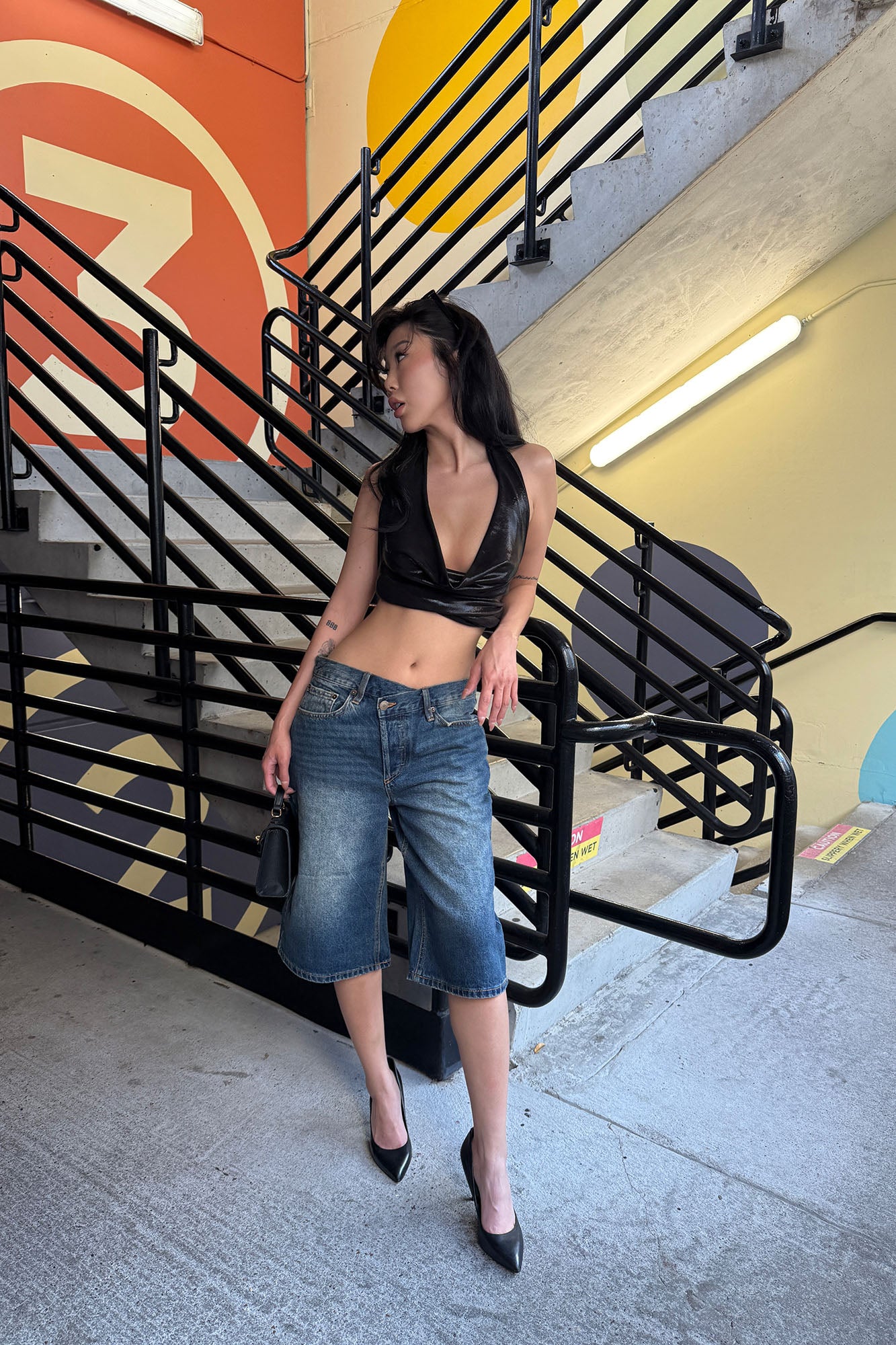 Take Whats Mine Crossover Denim Jorts - Dark Wash