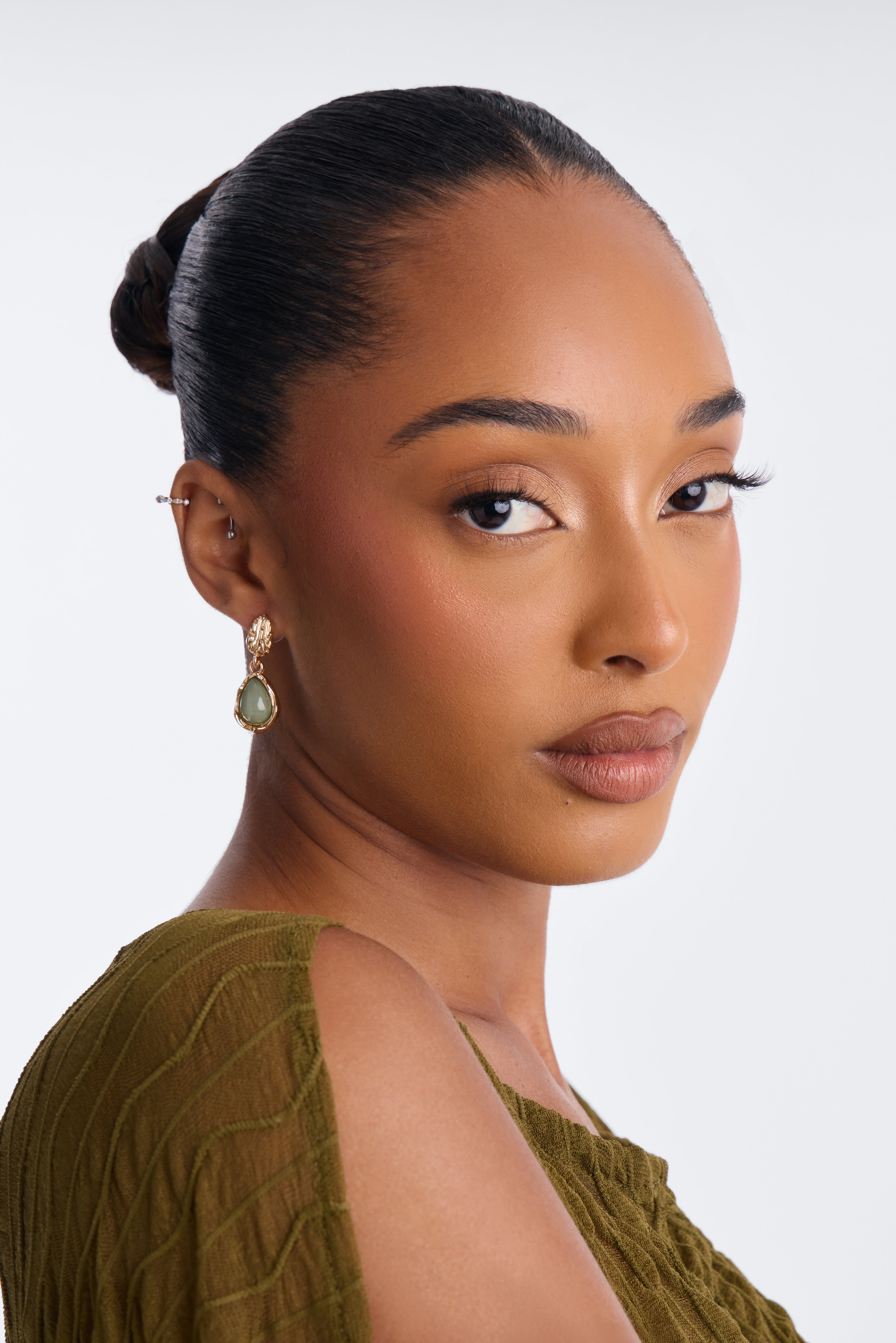 Serenity 3 Pair Earring Set - Gold/Green