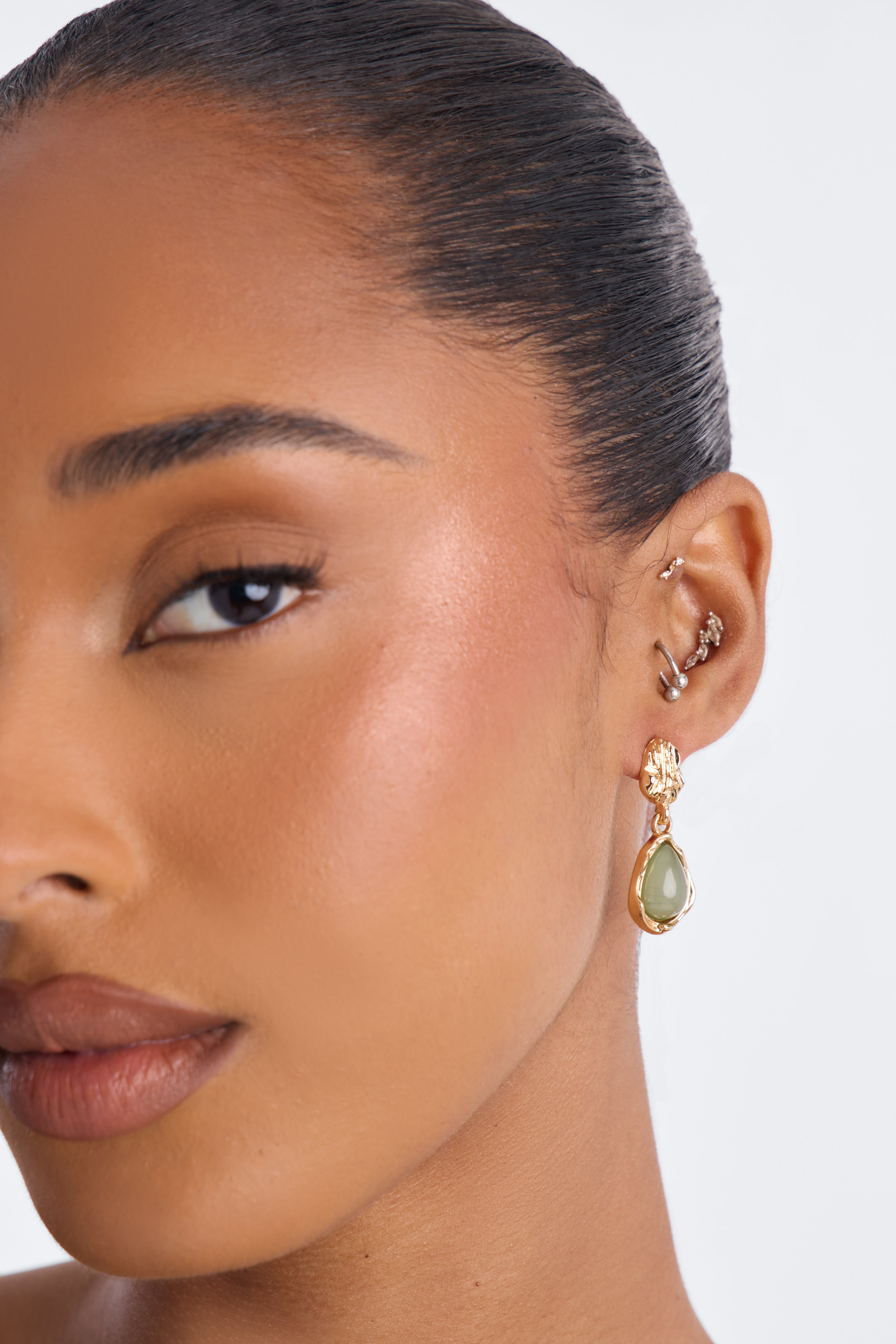 Serenity 3 Pair Earring Set - Gold/Green