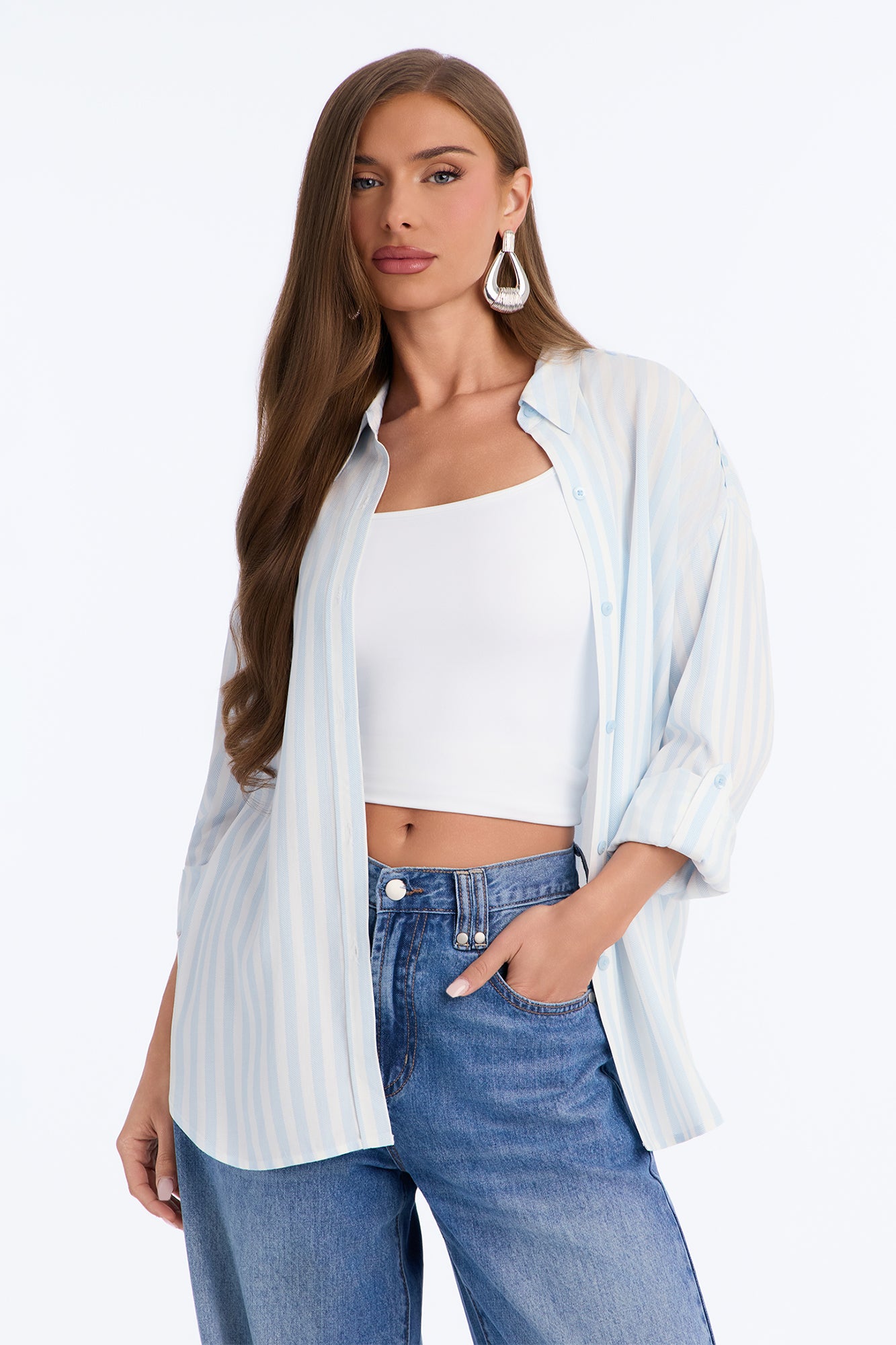 Playin' Games Long Sleeve Top - Light Blue