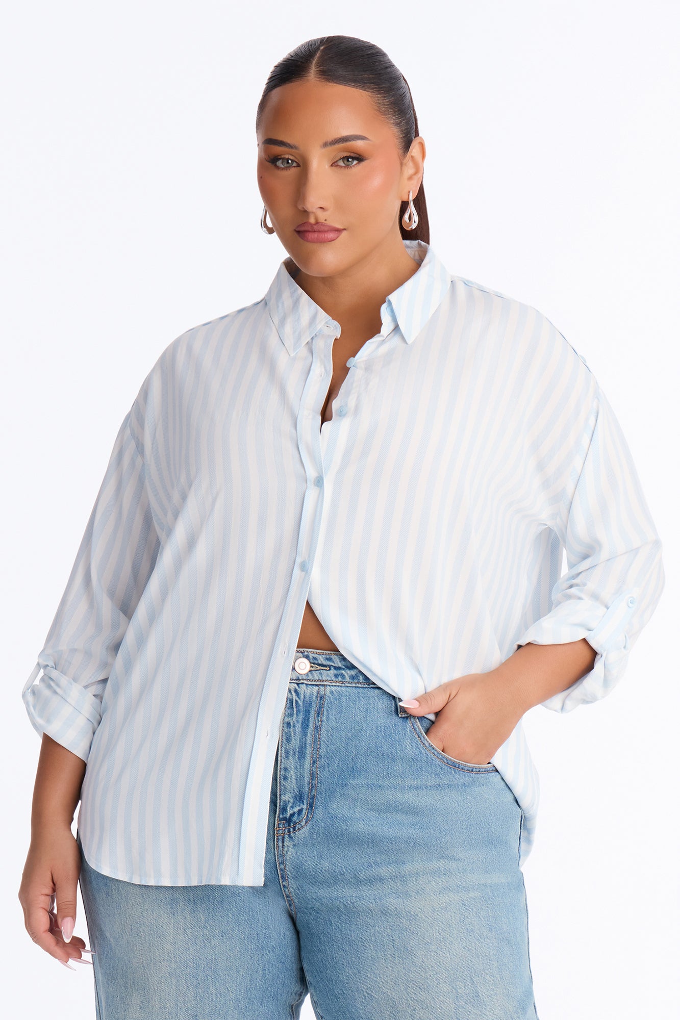 Playin' Games Long Sleeve Top - Light Blue