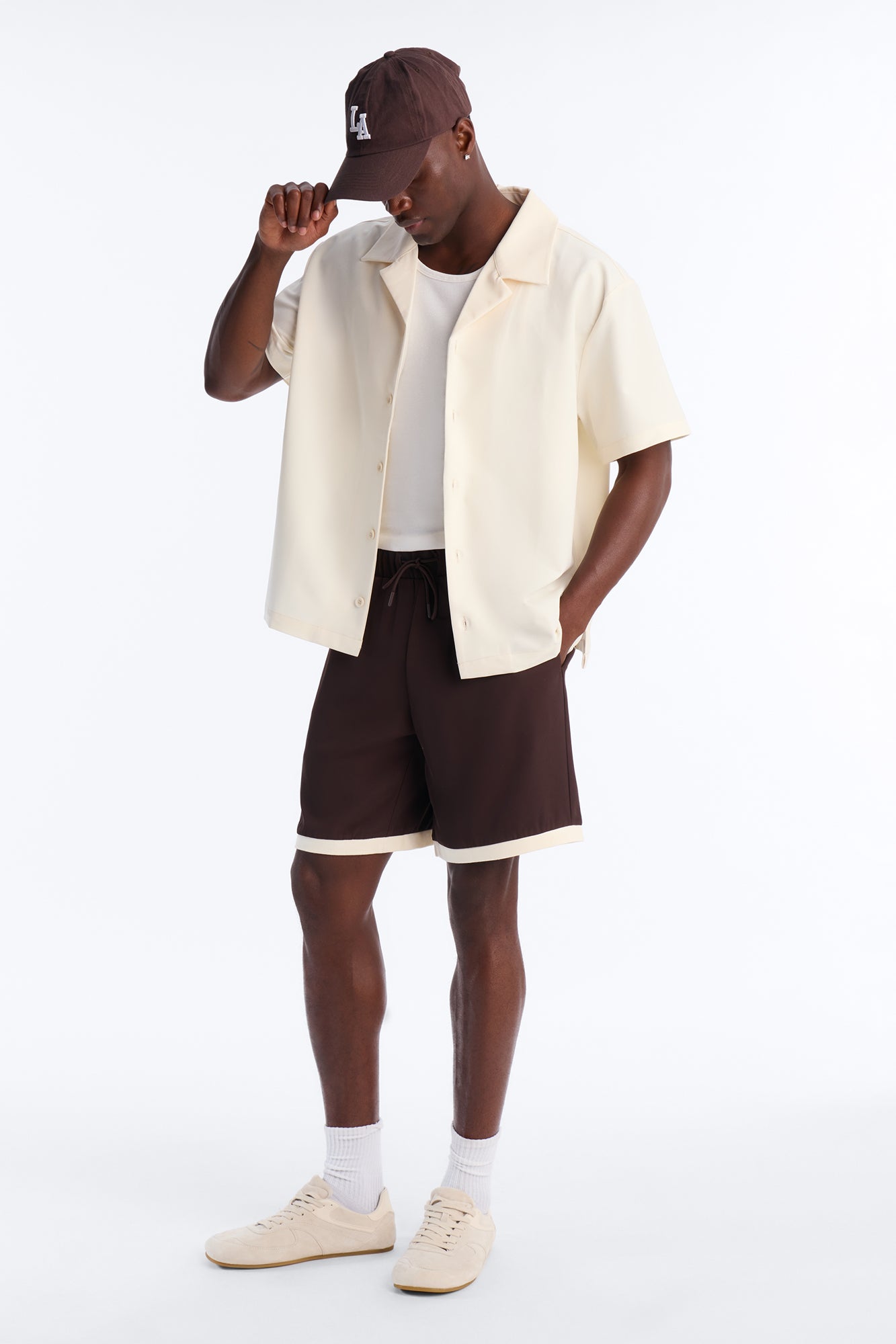 Laguna Boxy Cropped Button Up Shirt - Cream