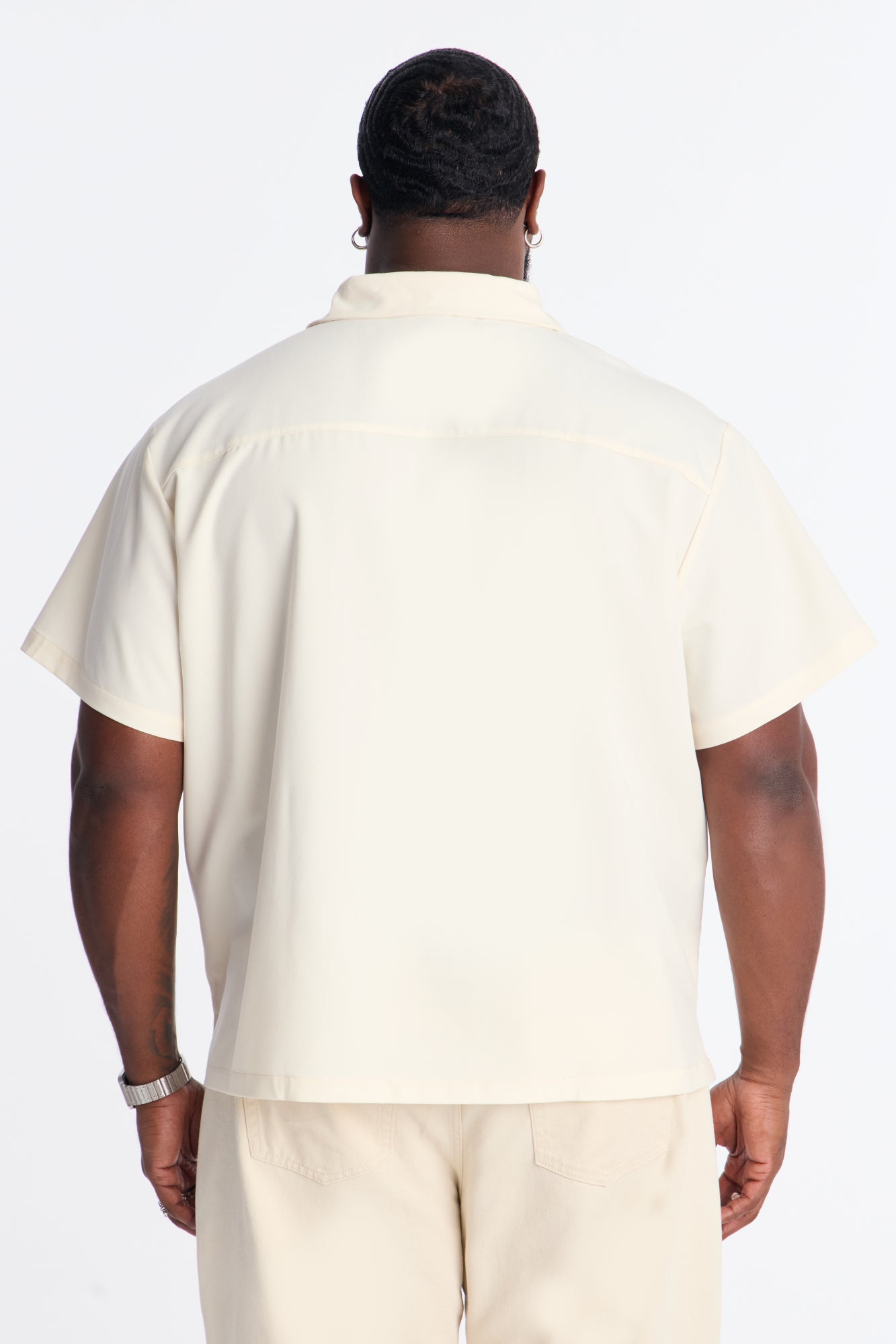 Laguna Boxy Cropped Button Up Shirt - Cream