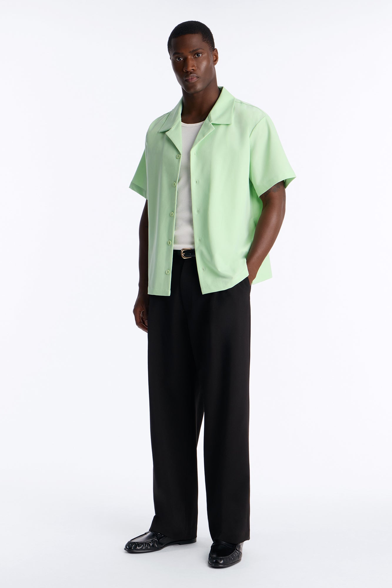Laguna Boxy Cropped Button Up Shirt - Green