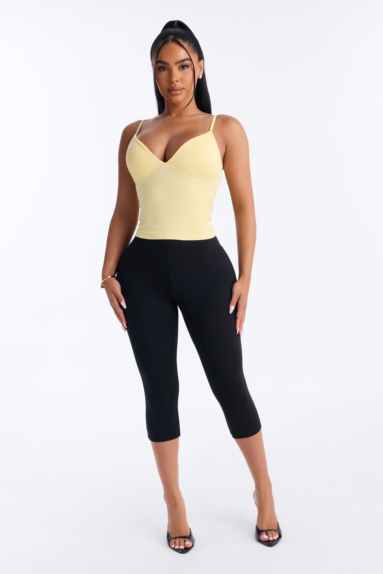 Comfy And Sweet Ribbed Cami Top - Yellow