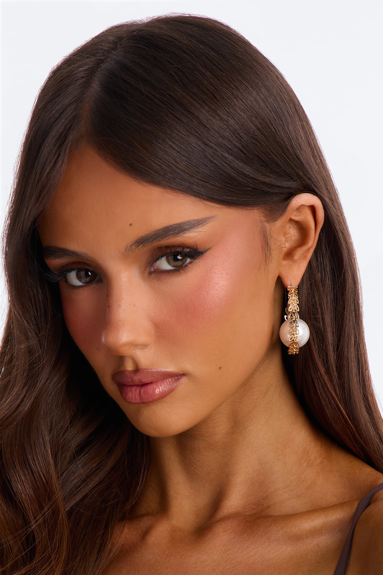First Kiss Pearl Hoop Earrings - Gold