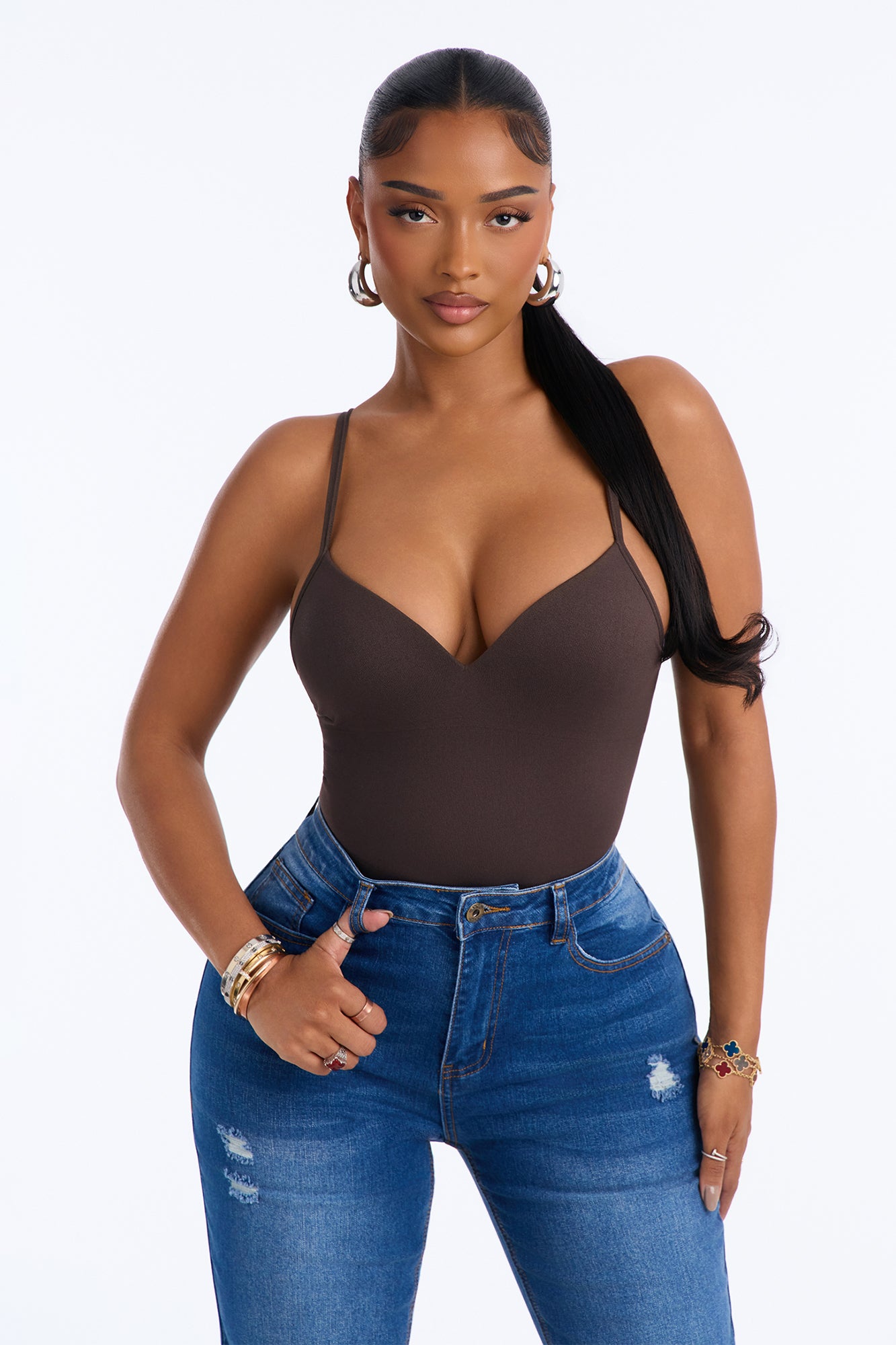 Serenity Sculpted Seamless Bodysuit - Chocolate