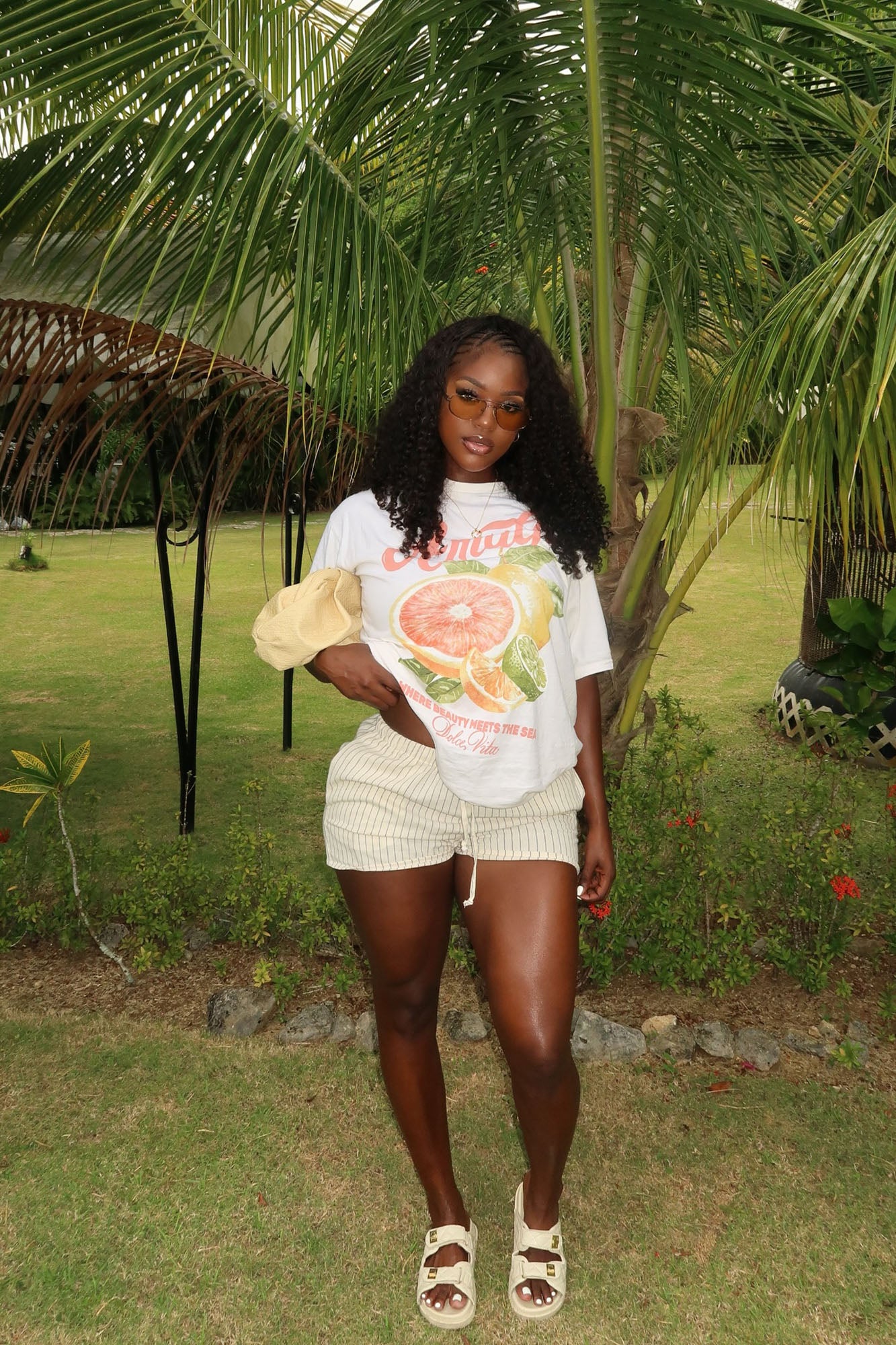 Amalfi Summer Washed Oversized Tee - Natural