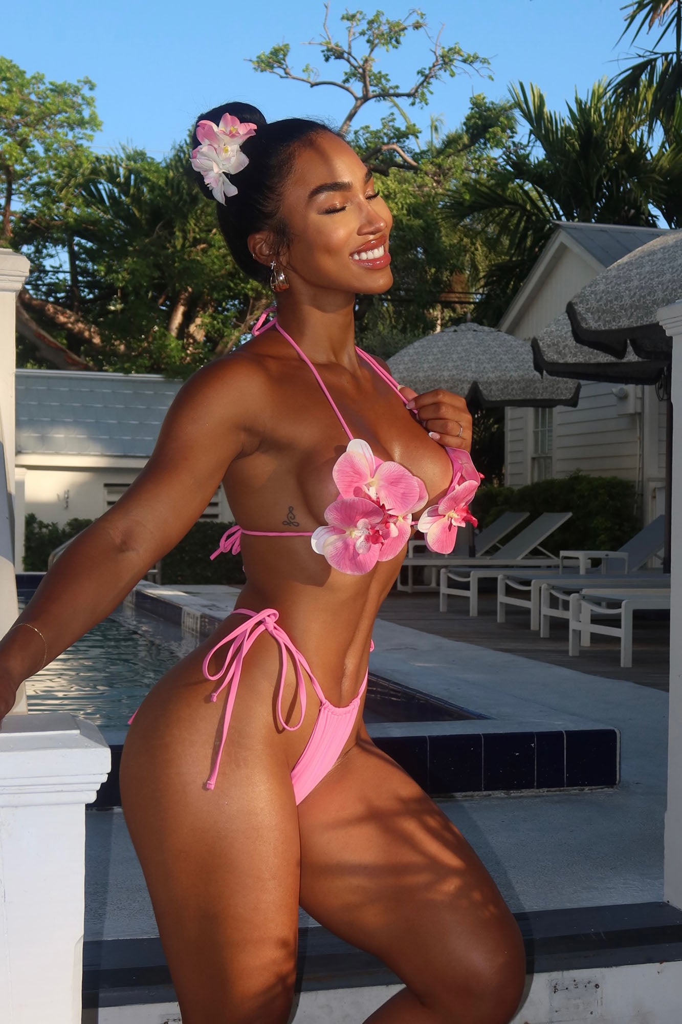Paradise Orchid Flowers 2 Piece Bikini - Pink