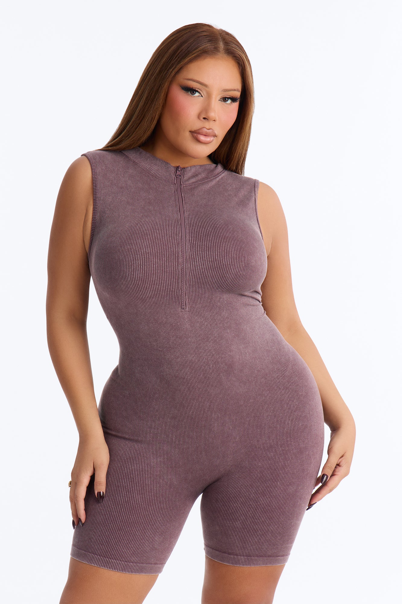 Rowan Washed Seamless Romper - Brown