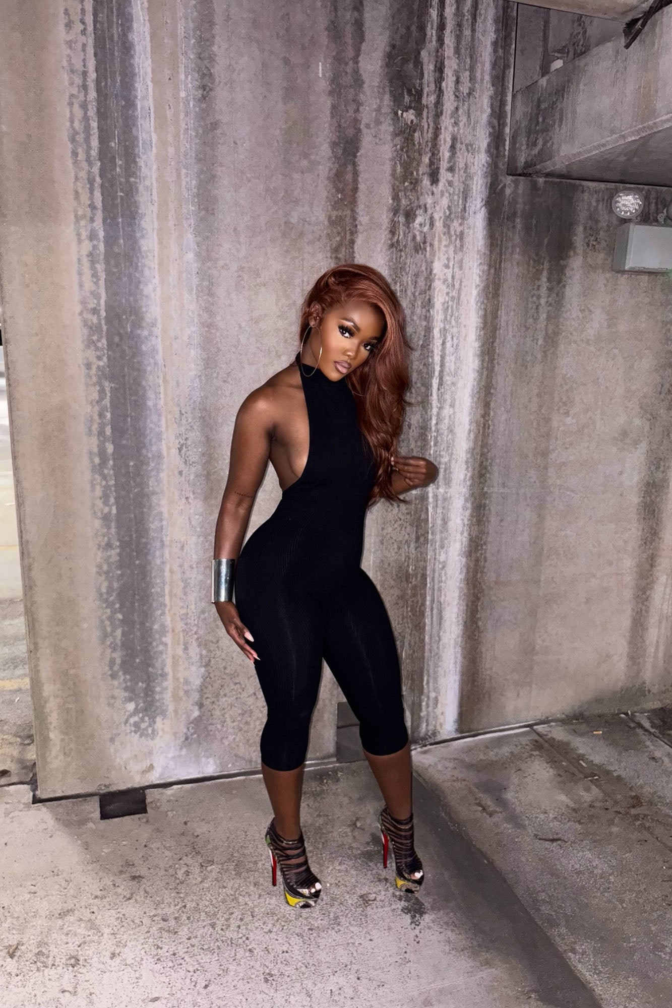 Cassandra Snatched Capri Jumpsuit - Black
