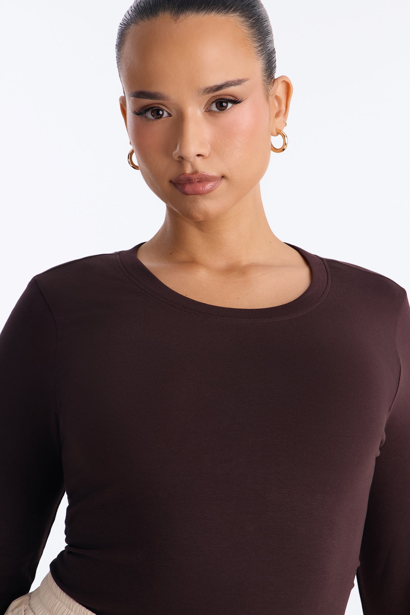 Sabrina Long Sleeve Tee - Dark Brown