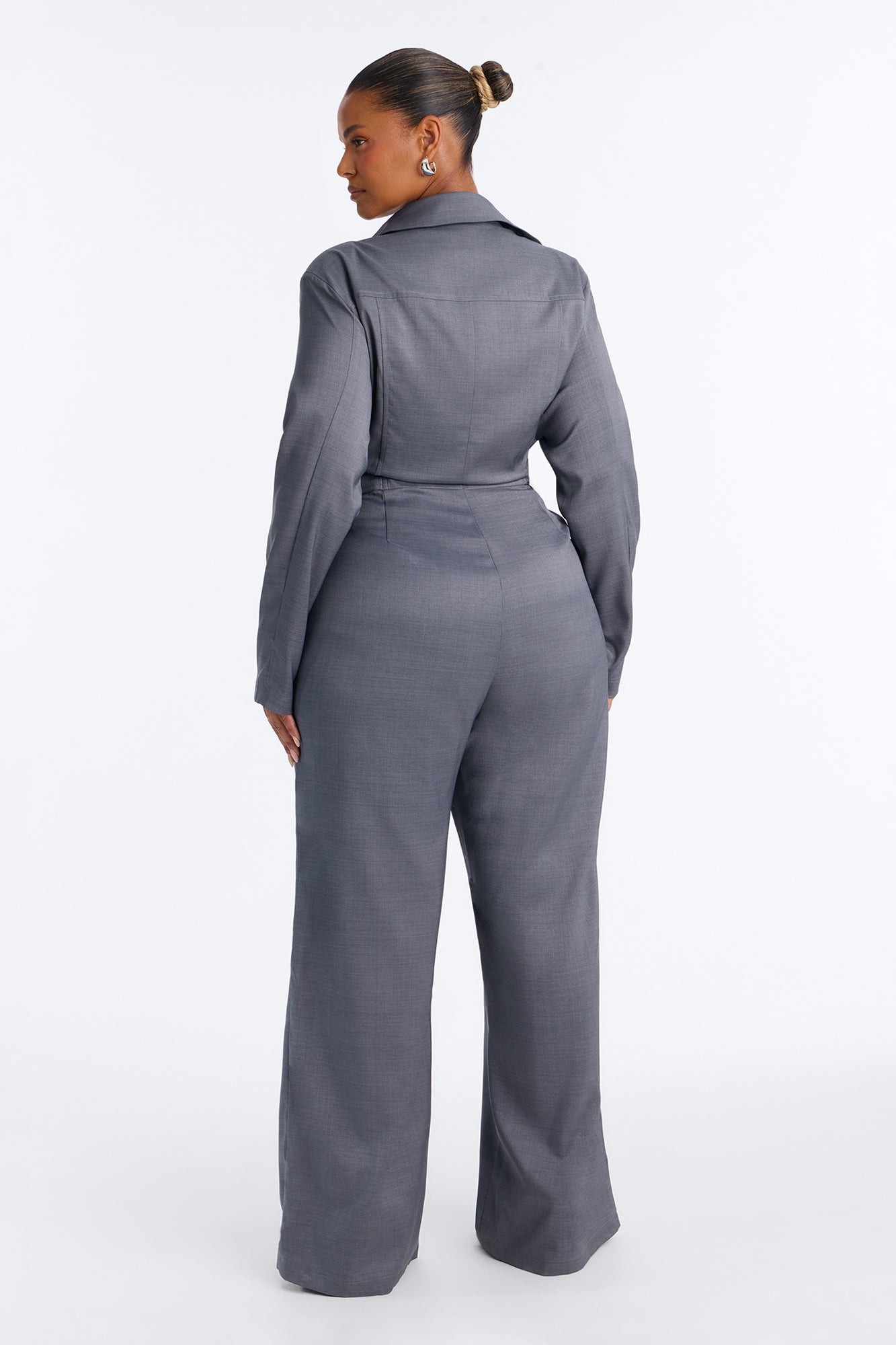 Professional Vibes Wide Leg Jumpsuit - Charcoal