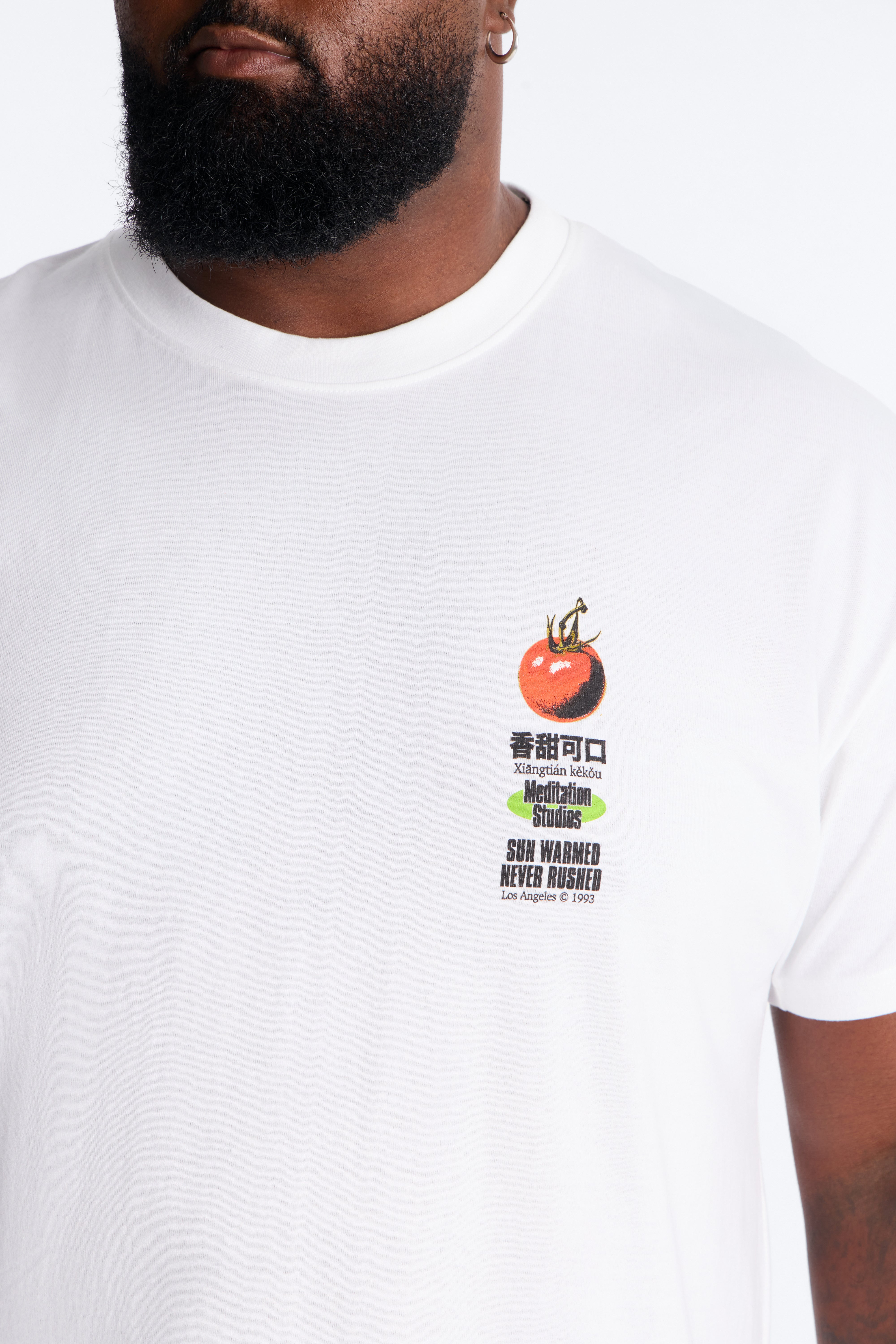 Sun Warmed Tomato Oversized Short Sleeve Tee - White