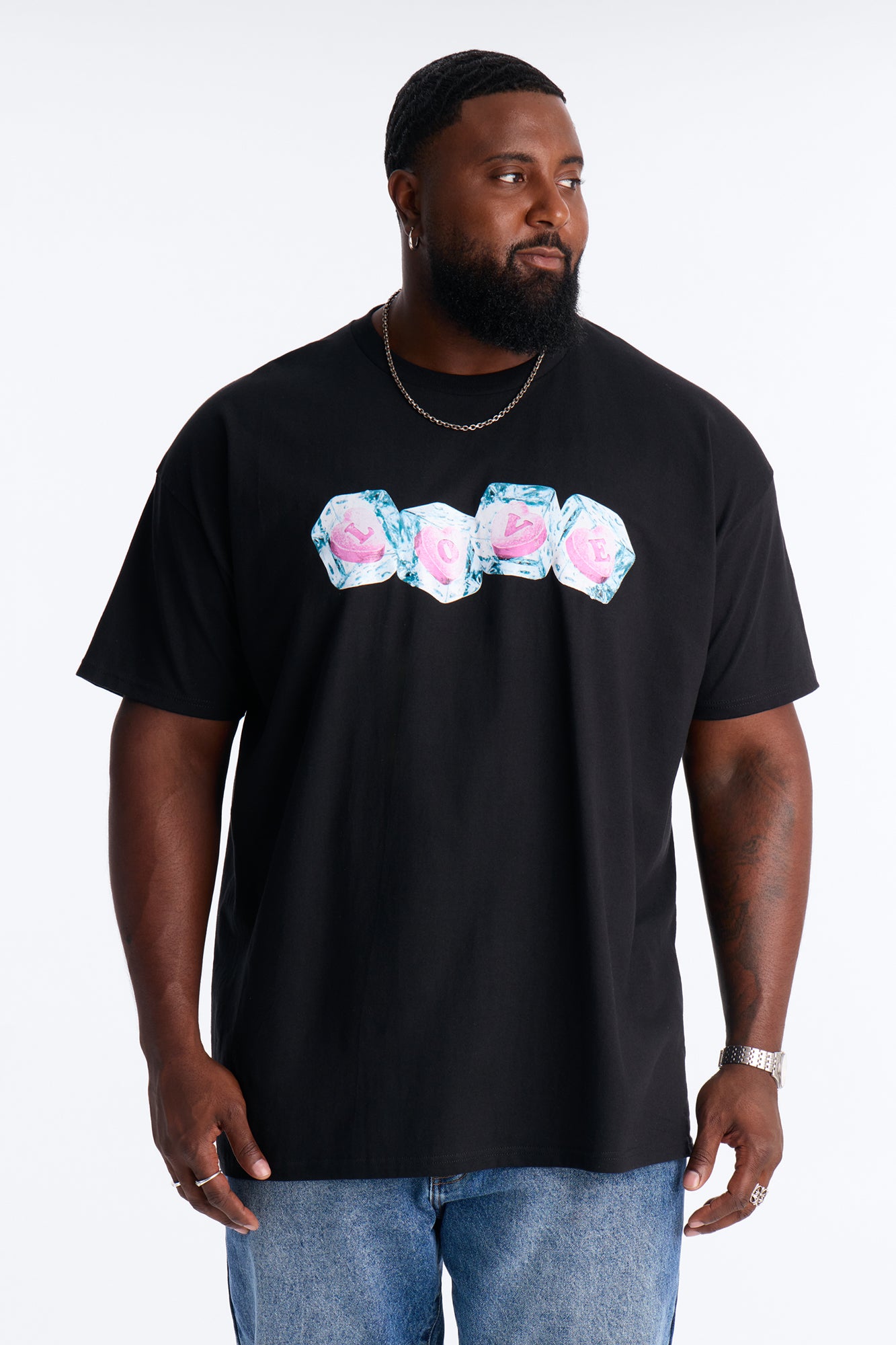 Love Hate Iced Candy Oversized Short Sleeve Tee - Black