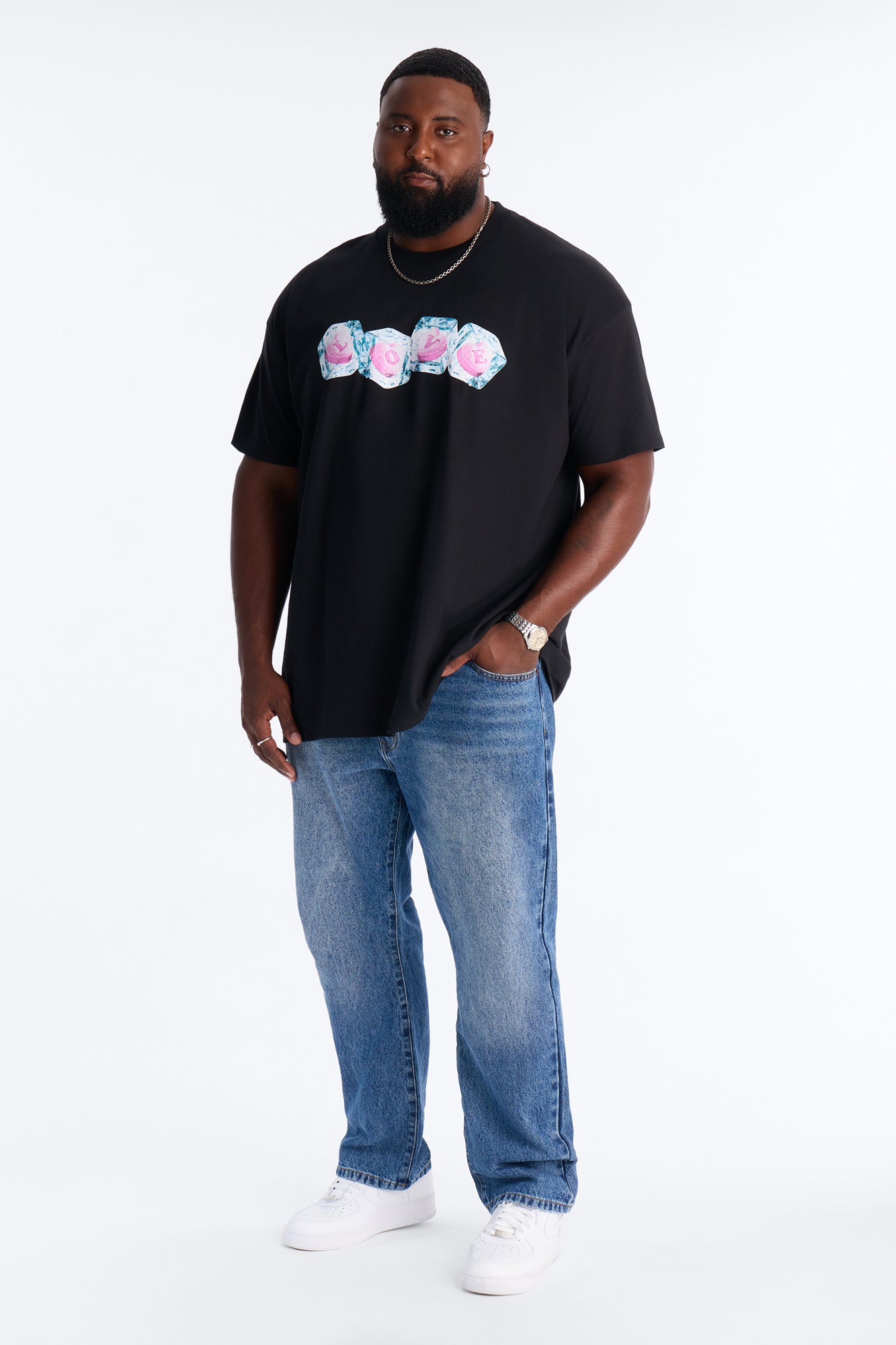 Love Hate Iced Candy Oversized Short Sleeve Tee - Black