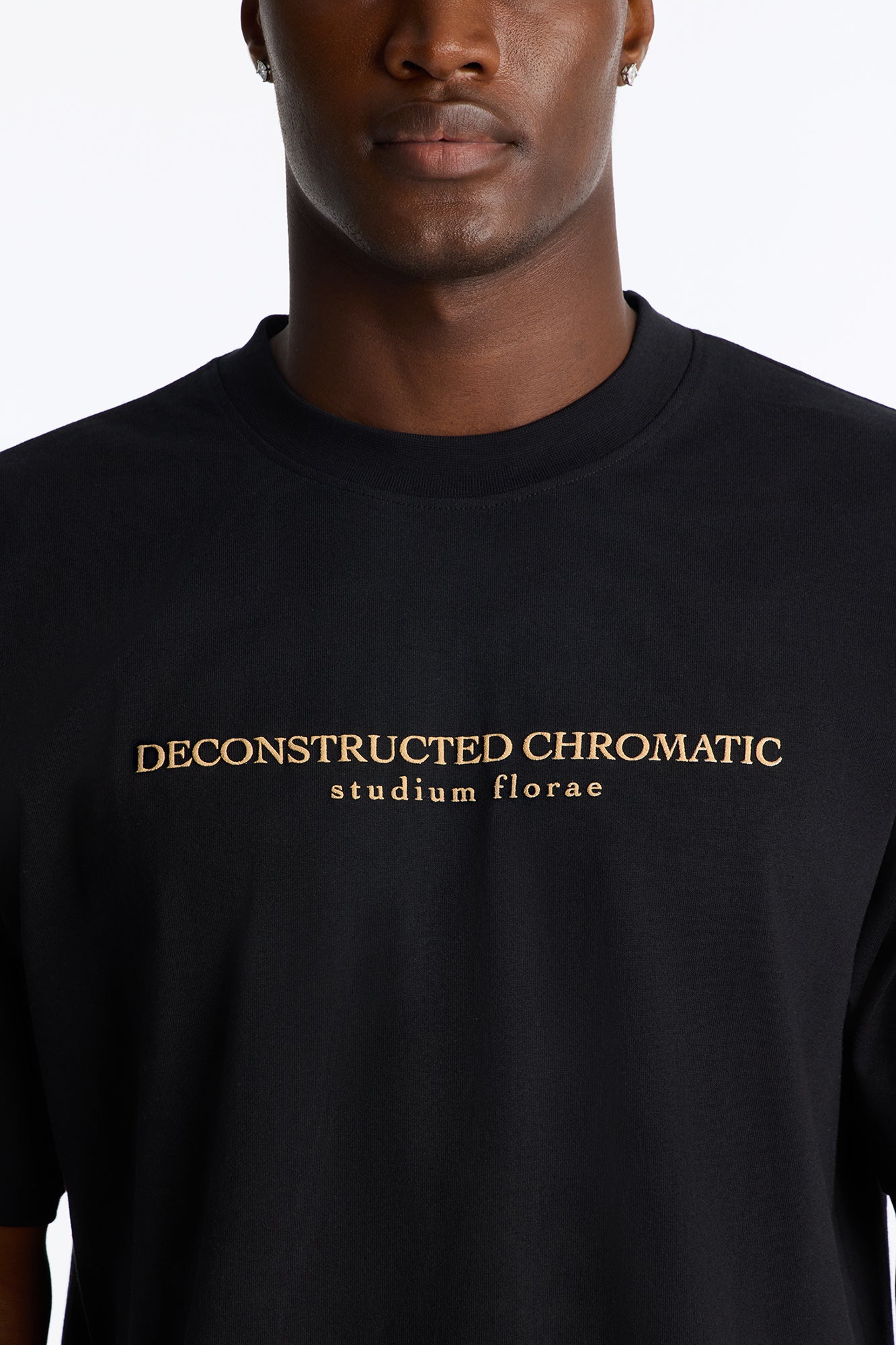 Deconstructed Chromatic Flowers Oversized Short Sleeve Tee - Black
