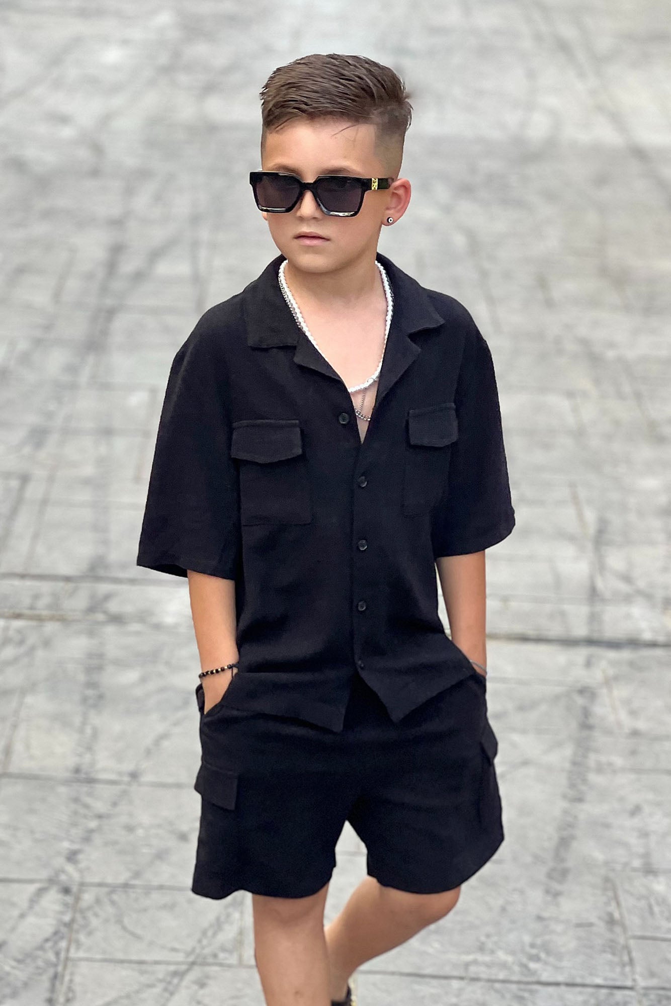 Mini Ashford Linen Shirt - Black