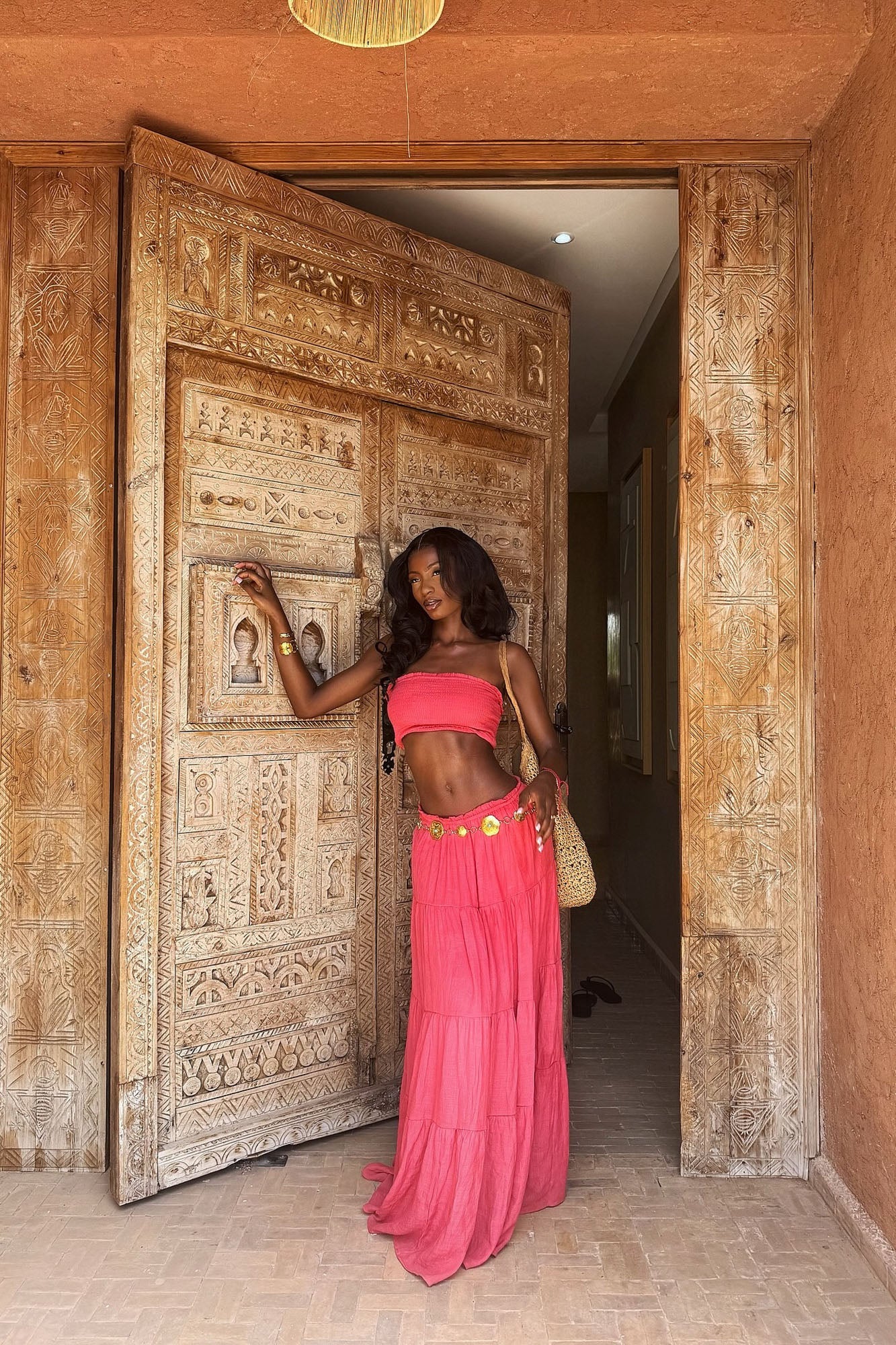 Lost In Paradise Skirt Set - Hot Pink
