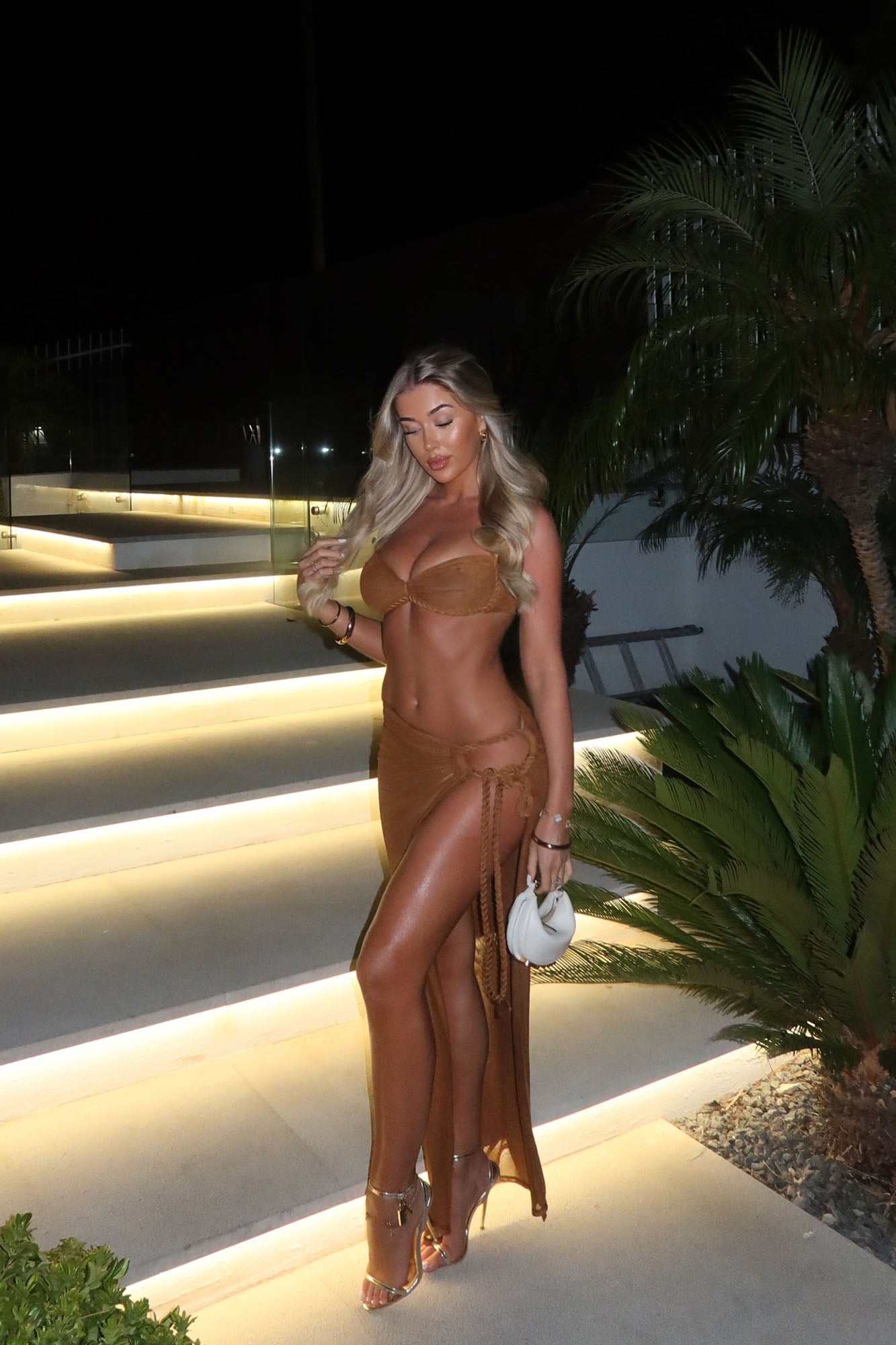 Miami Nights Mesh Maxi Skirt Set - Chocolate