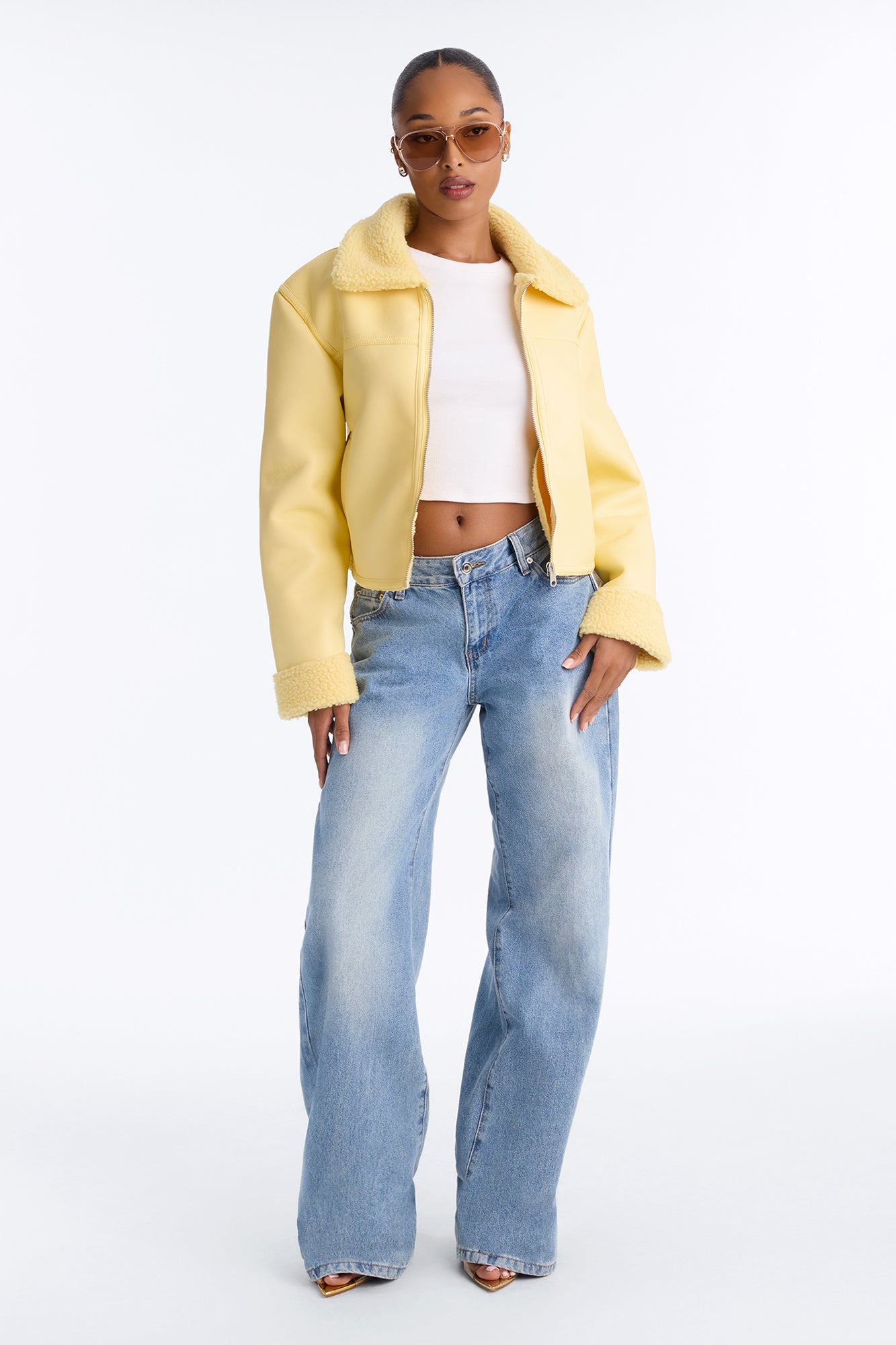 Downtown Girl Bomber Jacket - Butter Yellow
